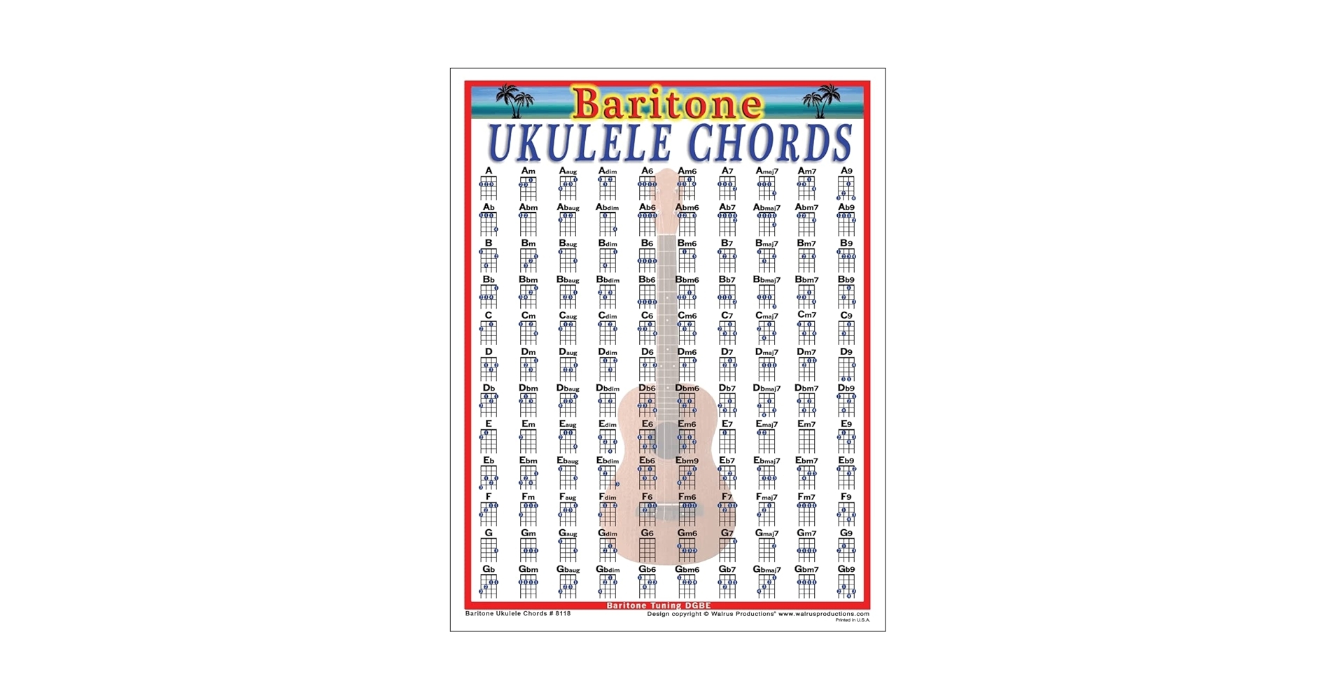 Baritone Ukulele Chord Chart Printable Baritone Ukulele Chord Chart Printable