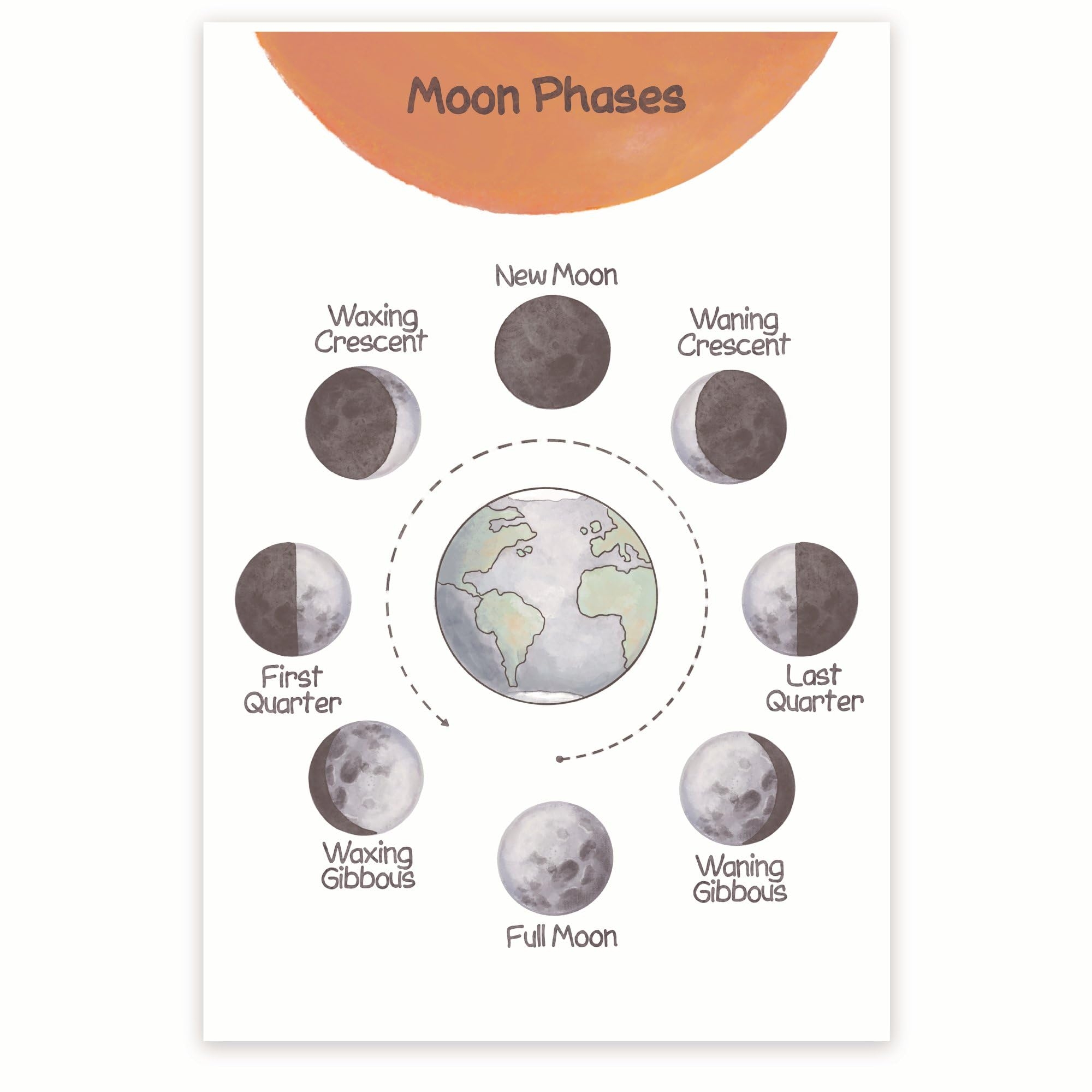 Amazon Bliss Monkey Co Moon Phases Poster Moon Cycle Chart Moon Chart Lunar Phases Guide Lunar Cycle 12 X 18 Inch Poster Unframed Premium 100lb Gloss 