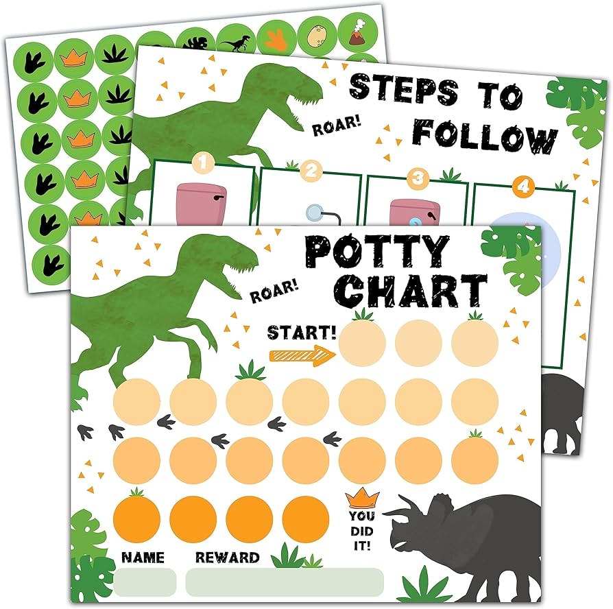 Amazon Dinosaur Potty Trainning Sticker Chart For Toddlers Boys Girls 10 Potty Training Chart With 216 Stickers 1 Routine Card A09 Baby