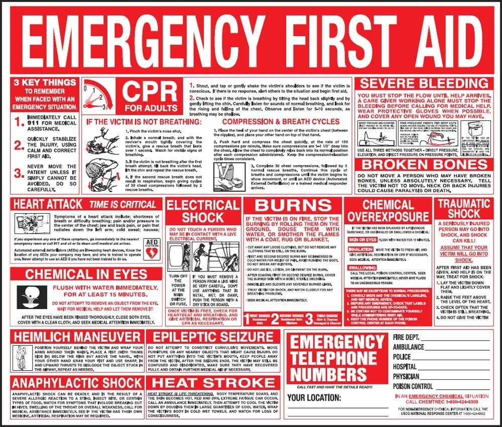 First Aid Chart Printable First Aid Chart Printable