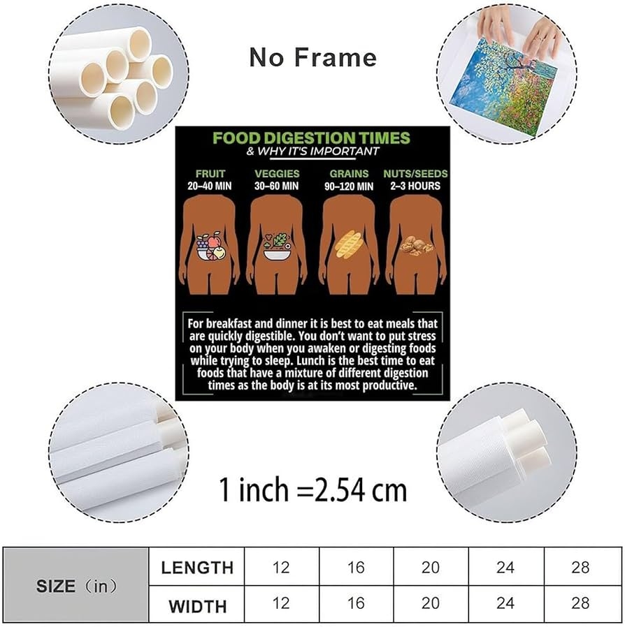 Amazon Healthy Eating Poster Food Digestion Time Chart Posters Restaurant Poster Canvas Painting Posters And Prints Wall Art For Living Room Bedroom Decor 12x12inch 30x30cm Posters Prints