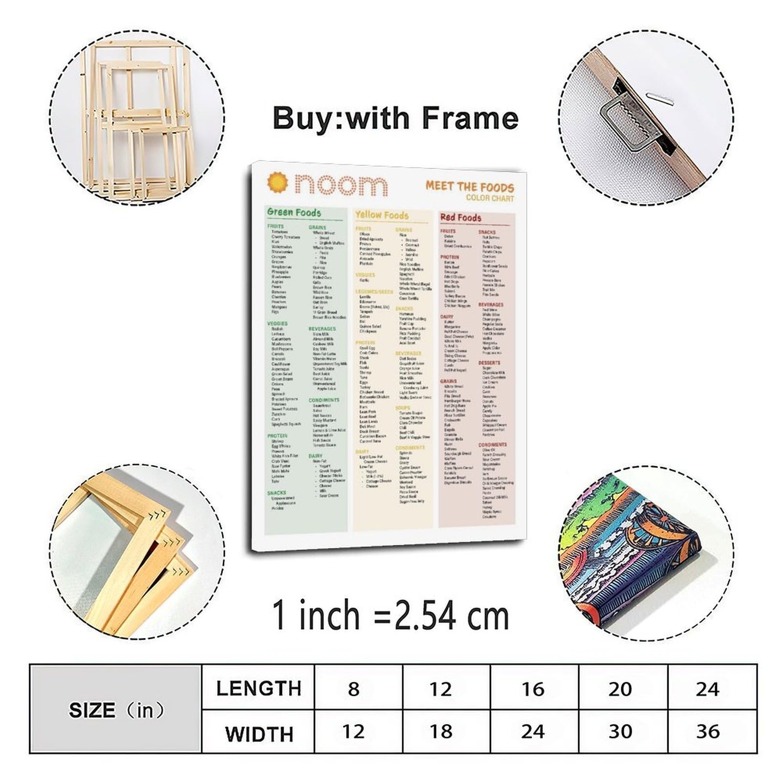 Amazon MJFHERQ Noom Healthy Meals Chart Calorie Dense Foods Guide Noom Foods List Canvas Painting Wall Art For Bedroom Living Room Decor 16x24inch 40x60cm Posters Prints