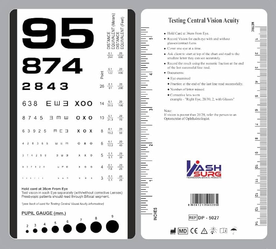 Amazon Rosenbaum Pocket Size Plastic Eye Chart 6 3 8 X 3 Office Products