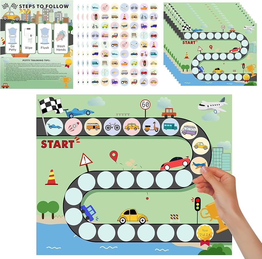 Amazon ZCCLINN 15PCS Cars Potty Training Chart Race Car Transportation Themed Potty Training Reward Chart With Stickers For Toddlers Girls Boys Vehicle Sticker For Kids Going Toilet Potties Trained Baby