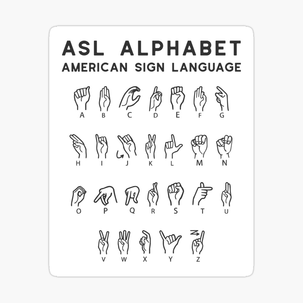 American Sign Language Alphabet Chart Art Board Print For Sale By Bantaam Redbubble