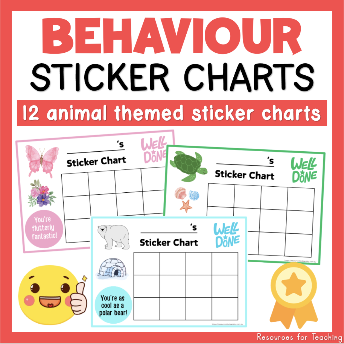 Animal Theme Behaviour Sticker Charts Resources For Teaching Australia