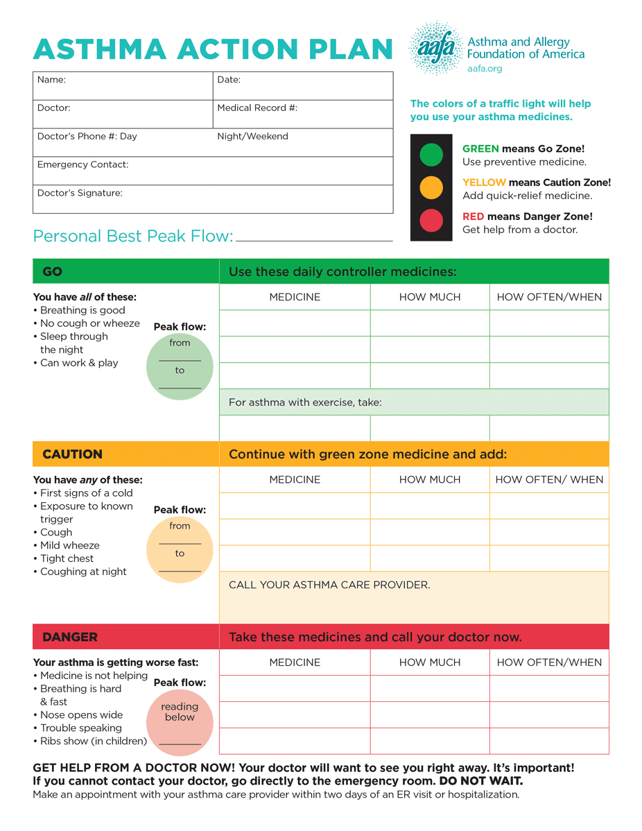 Printable Inhaler Chart