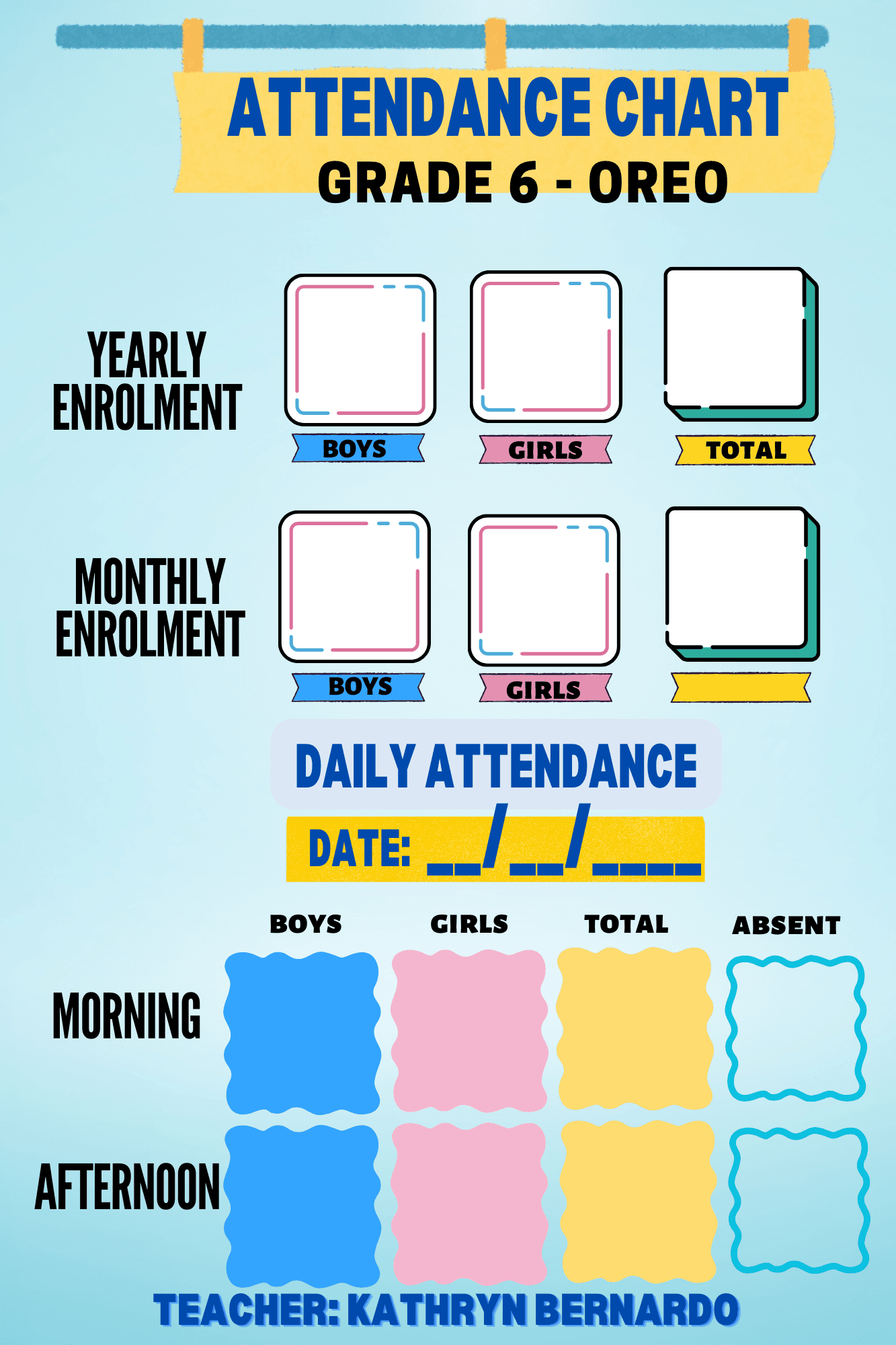 Attendance Chart By Herrenelledc Raket PH