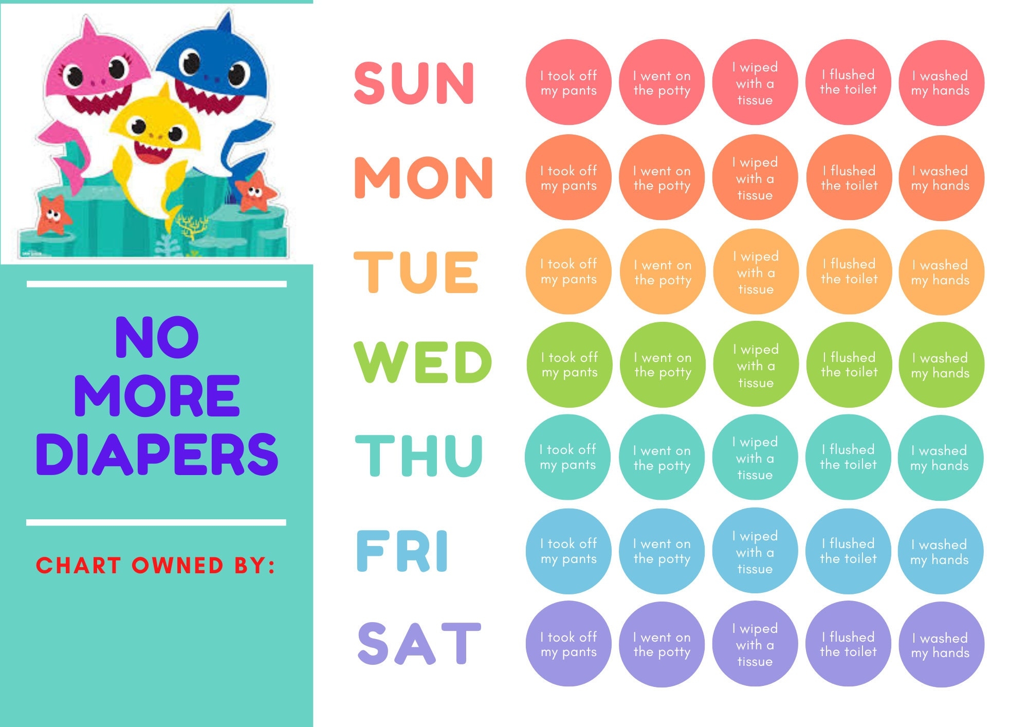 Baby Shark Potty Chart Etsy