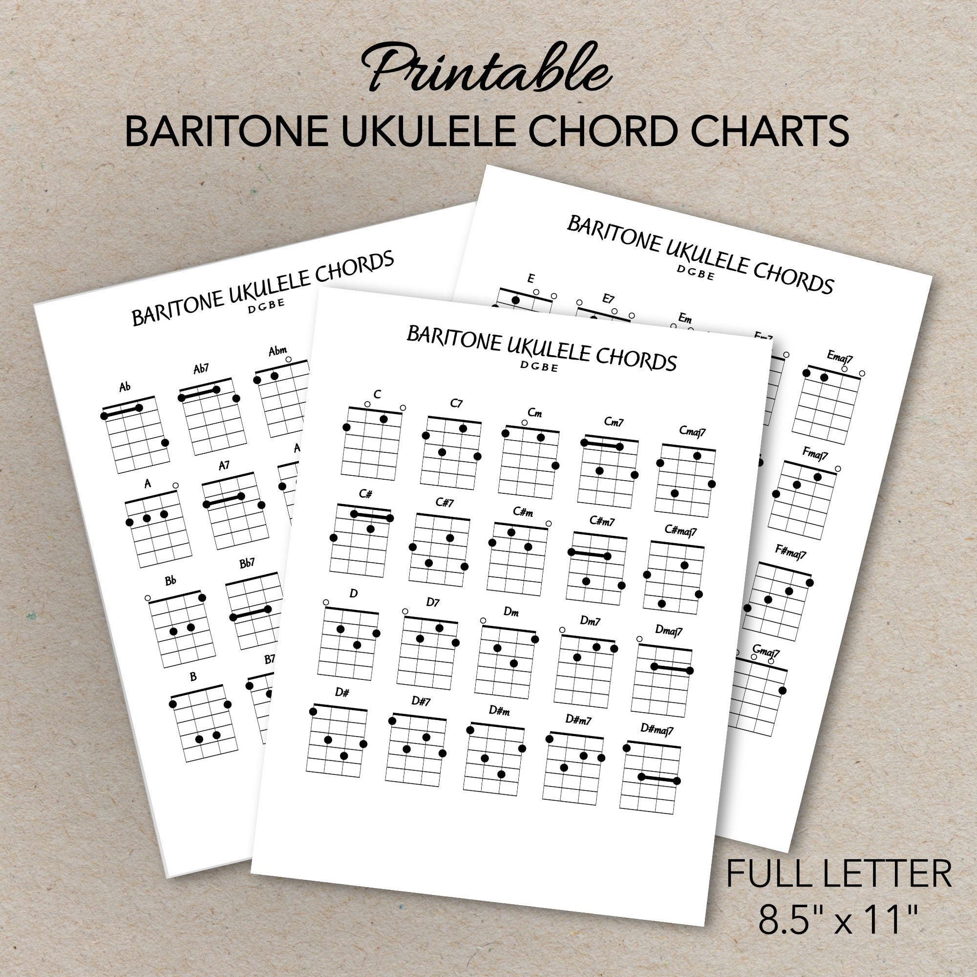 Baritone Ukulele Chord Charts Printable PDF Format Letter Size Print At Home Etsy Israel Baritone Ukulele Chord Charts Printable PDF Format Letter Size Print At Home Etsy Israel