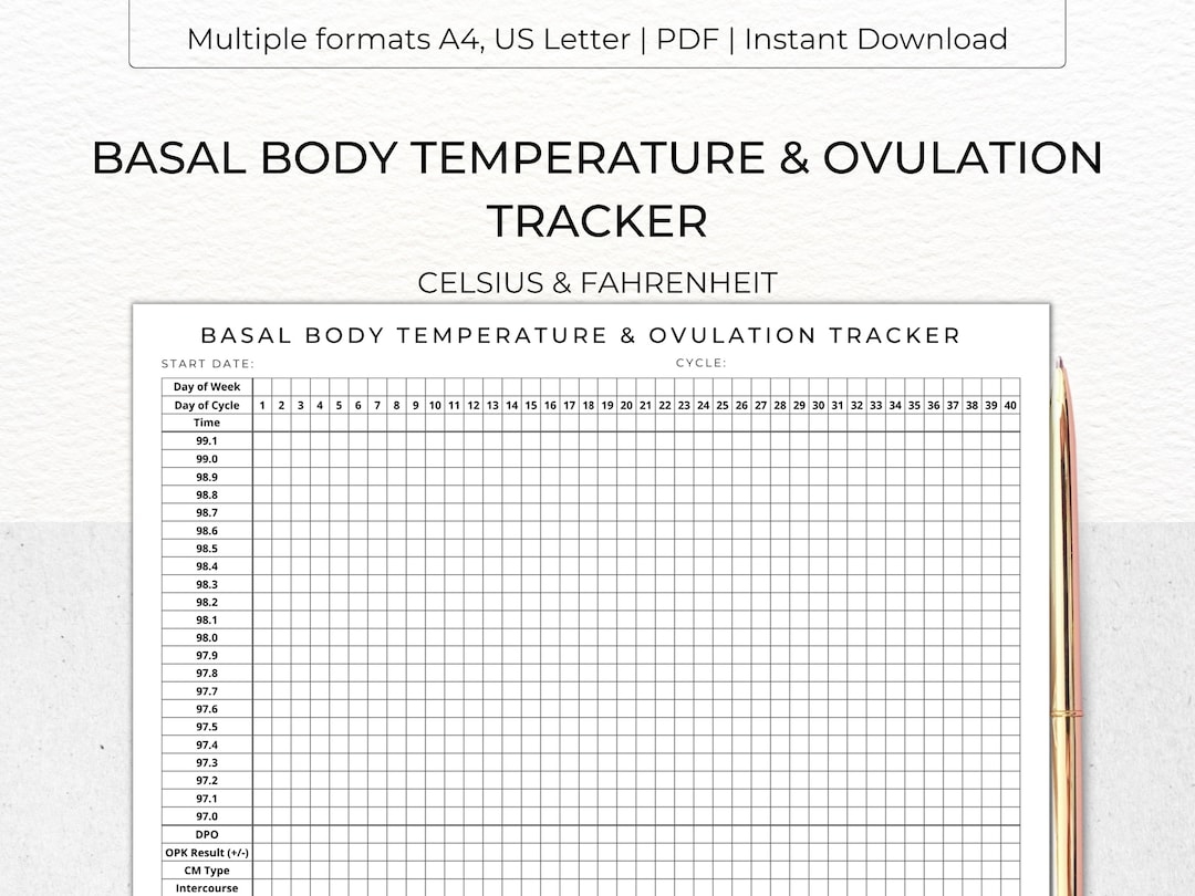 BASAL BODY Temperature Ovulation Tracker Printable BBT Chart Fertility Pregnancy Period Tracker Digital Download Pdf A4 Us Letter Etsy