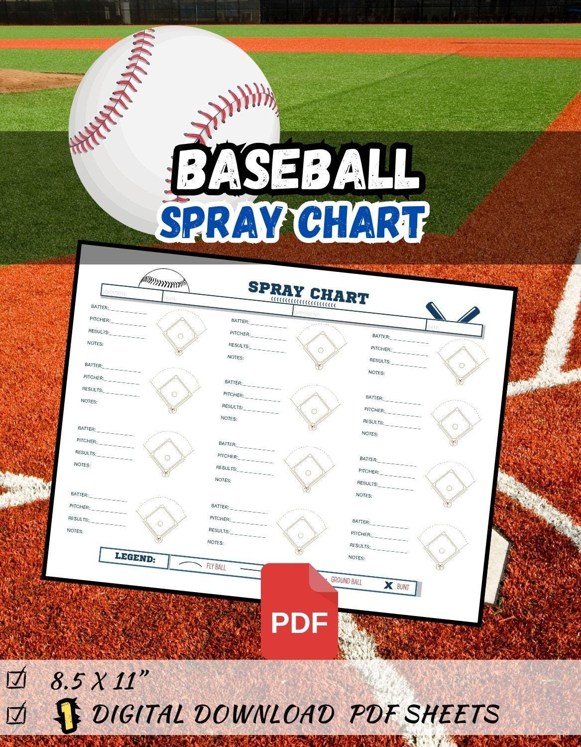 Baseball Spray Charts Etsy