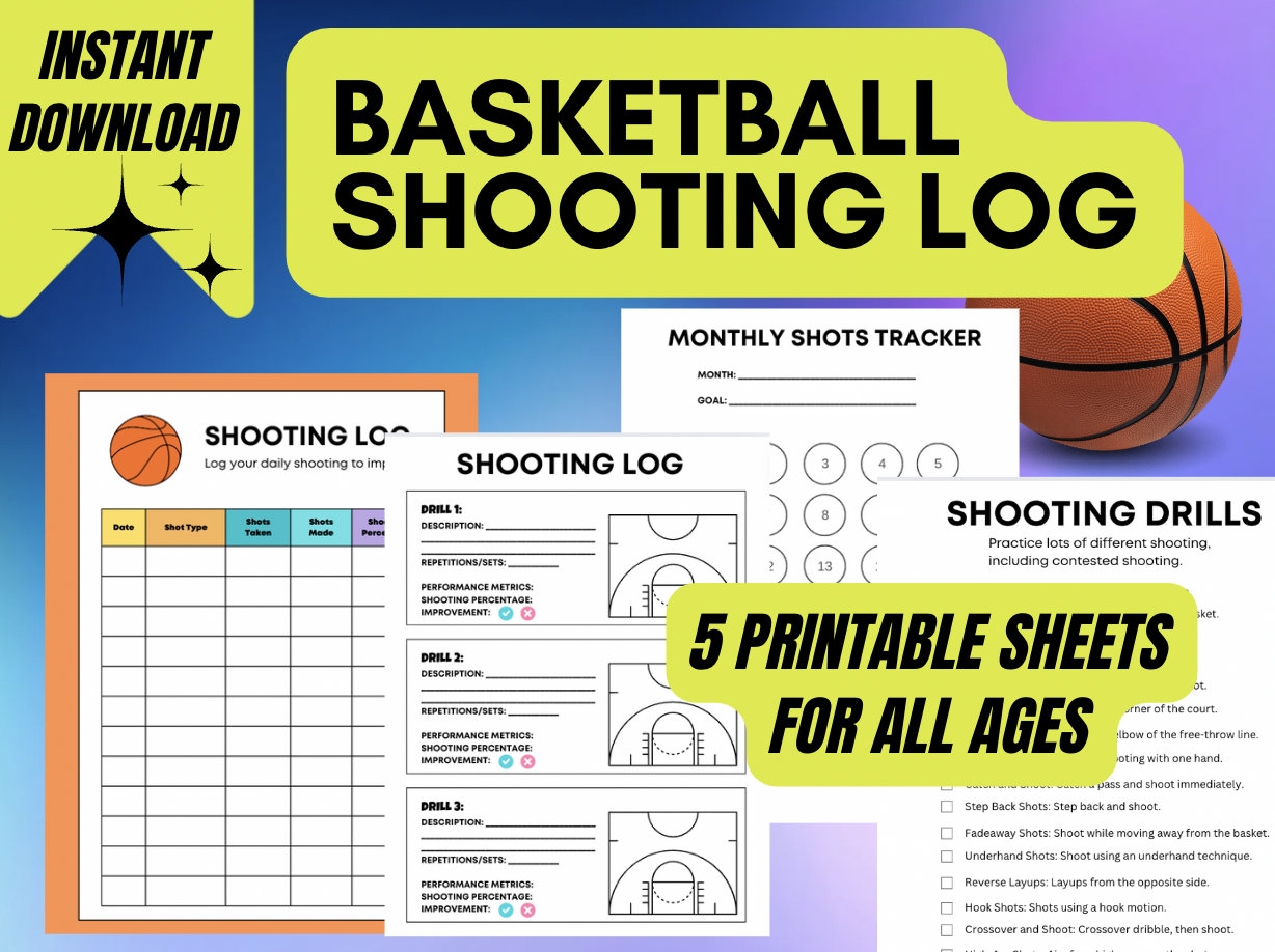 Basketball Shooting Log Printable For Kids Shooting Log Journal Etsy