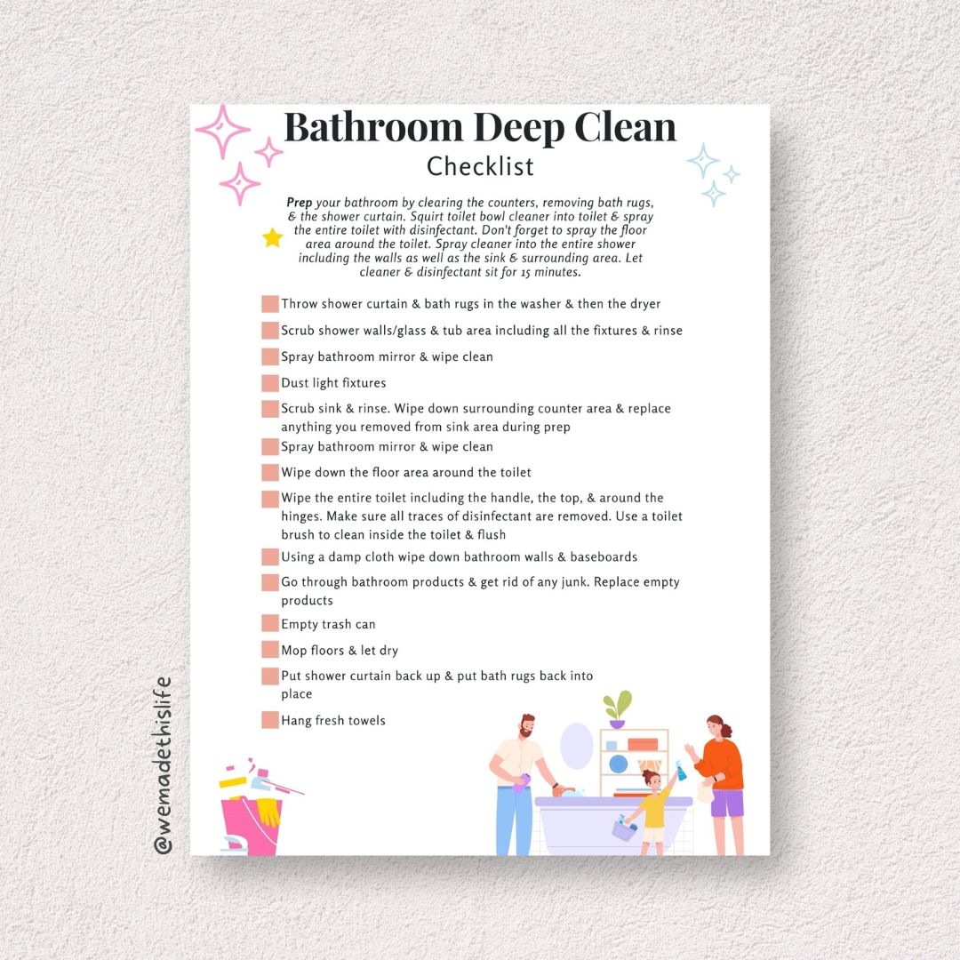 Bathroom Cleaning Chart Printable Bathroom Cleaning Chart Printable