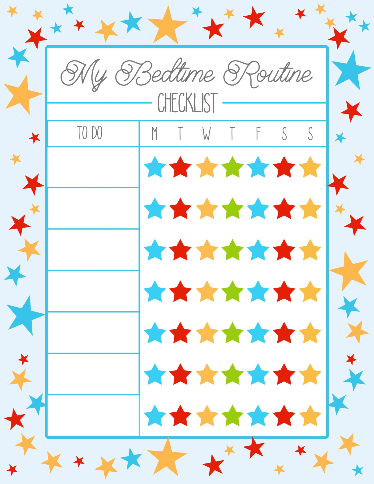 Bedtime Reward Chart Printable Free