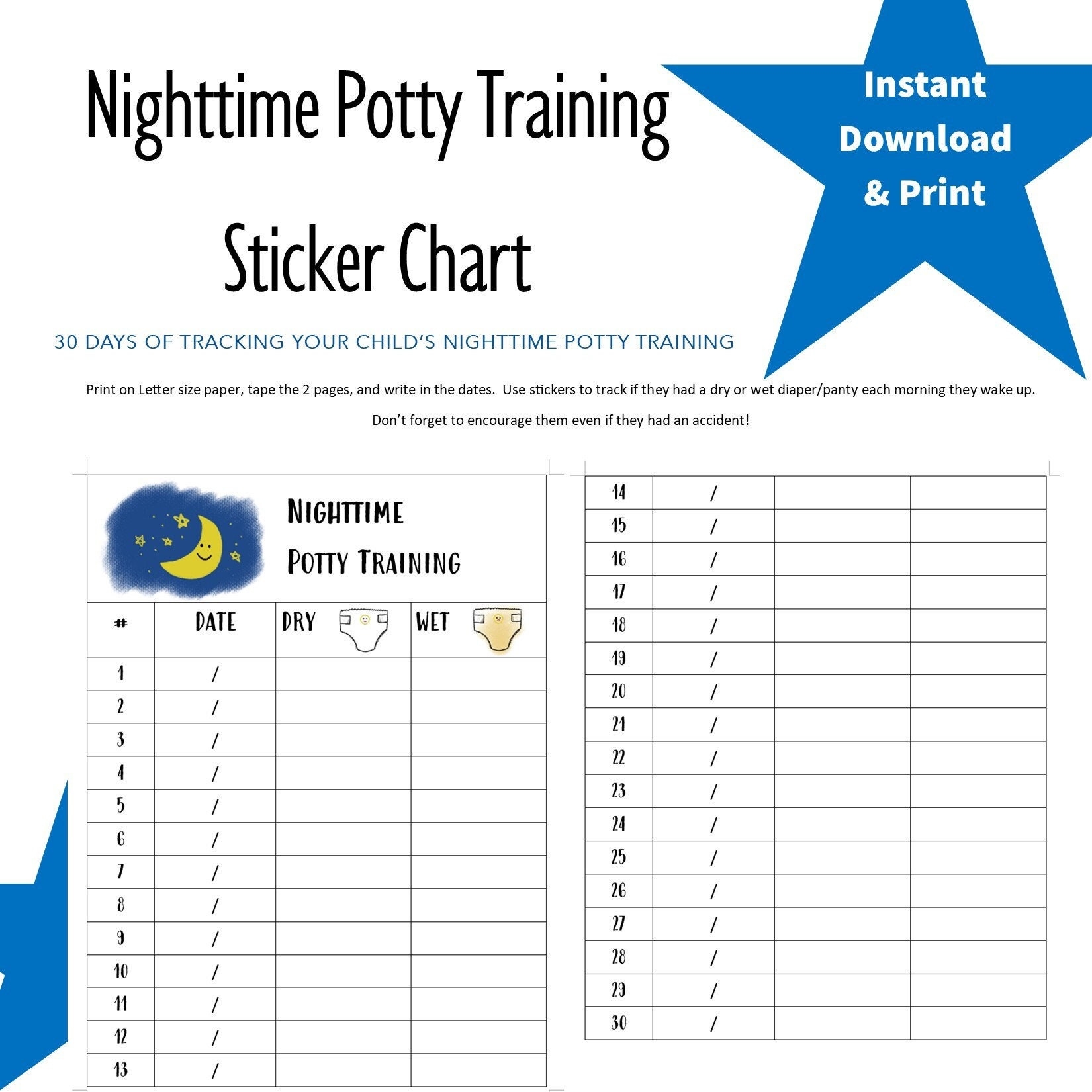 Bedwetting Chart Etsy