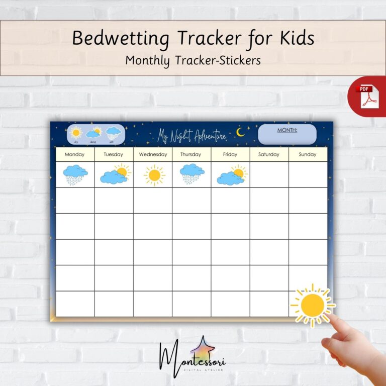 Bedwetting Tracker bedwetting Chart printable Dry Night Chart printable Bedwetting Chart printable Bedwetting Tracker printable Sticker Etsy