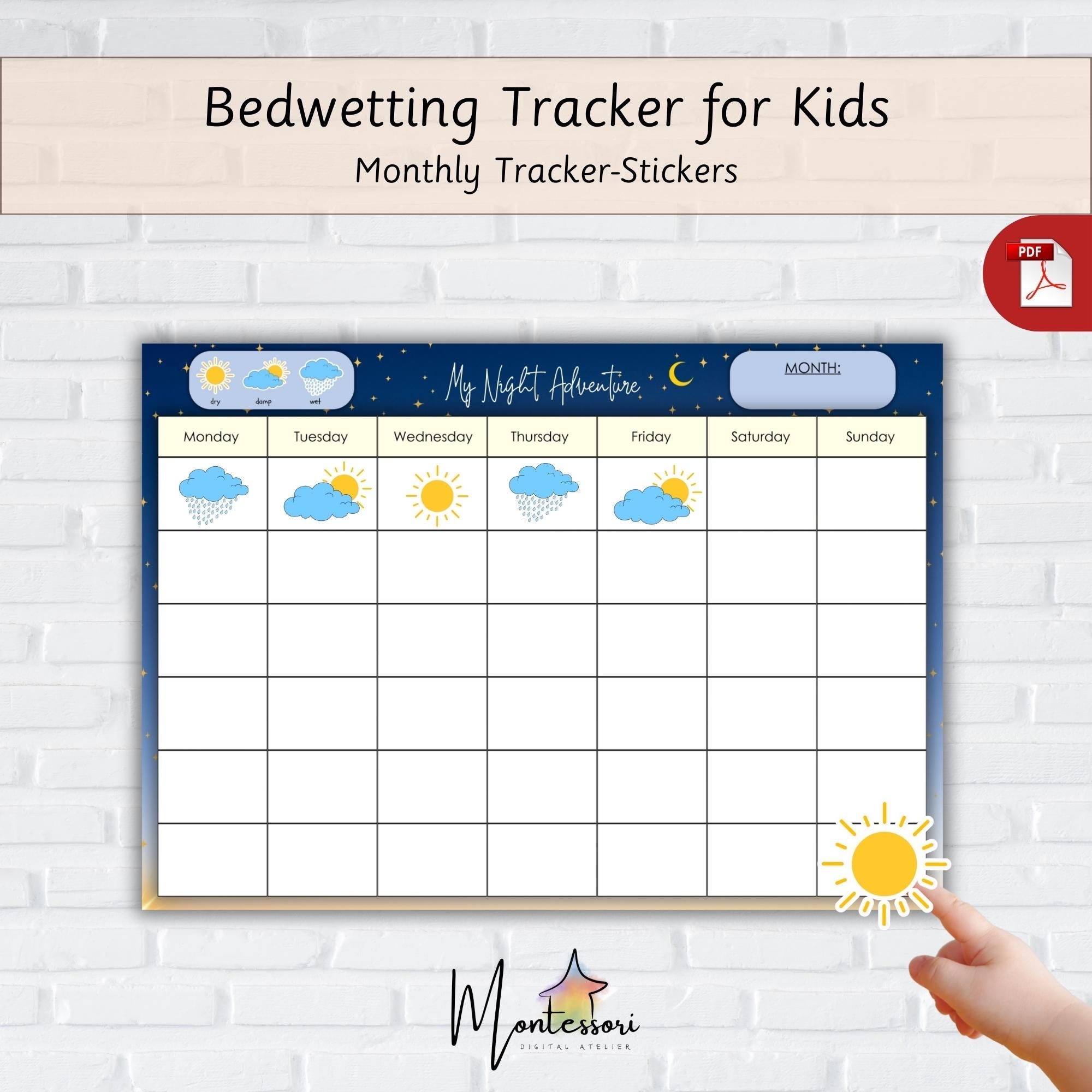 Bedwetting Tracker bedwetting Chart printable Dry Night Chart printable Bedwetting Chart printable Bedwetting Tracker printable Sticker Etsy