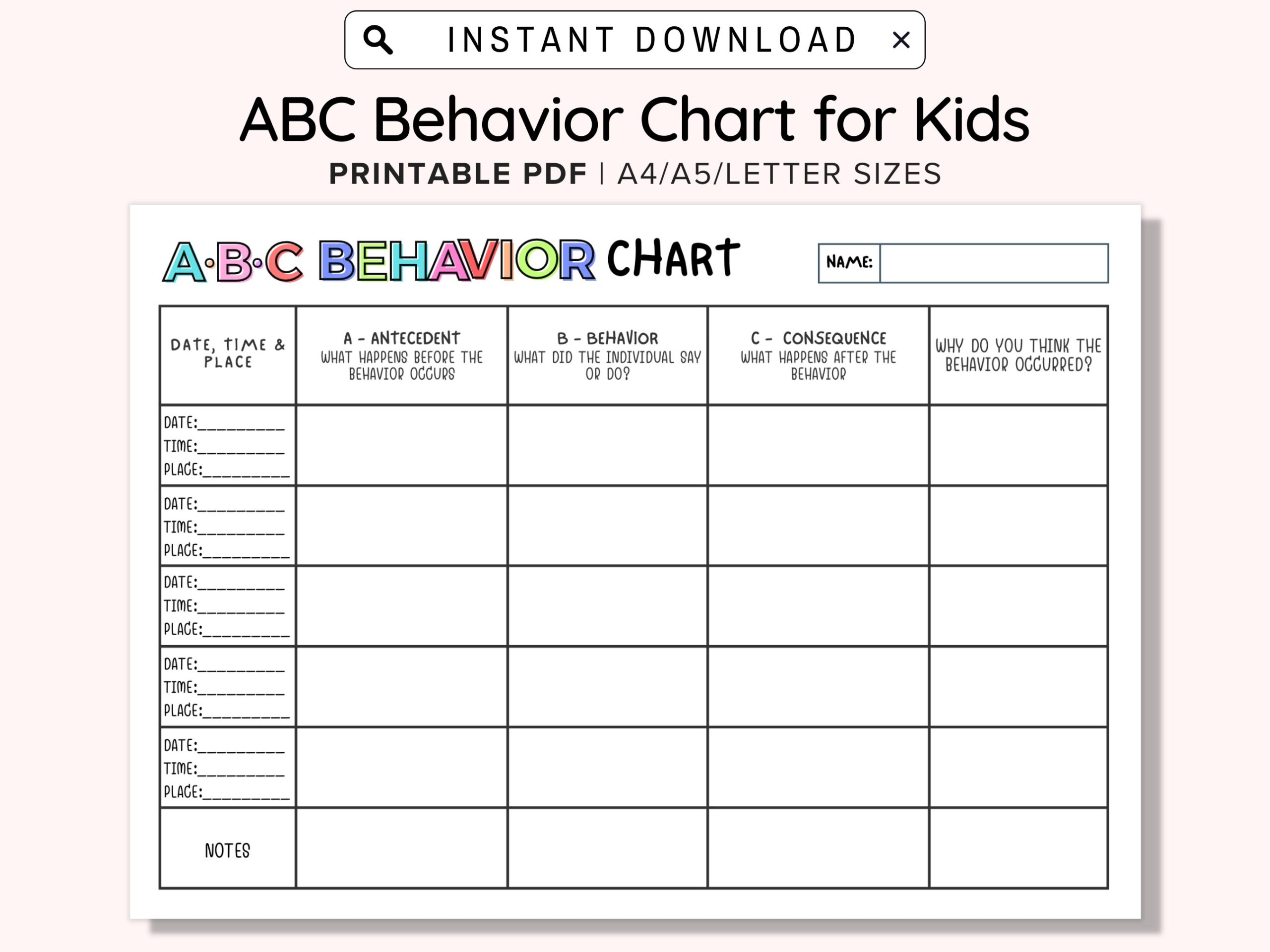 Behavior Chart For Kids Behavior Chart Behavior Reward Chart 