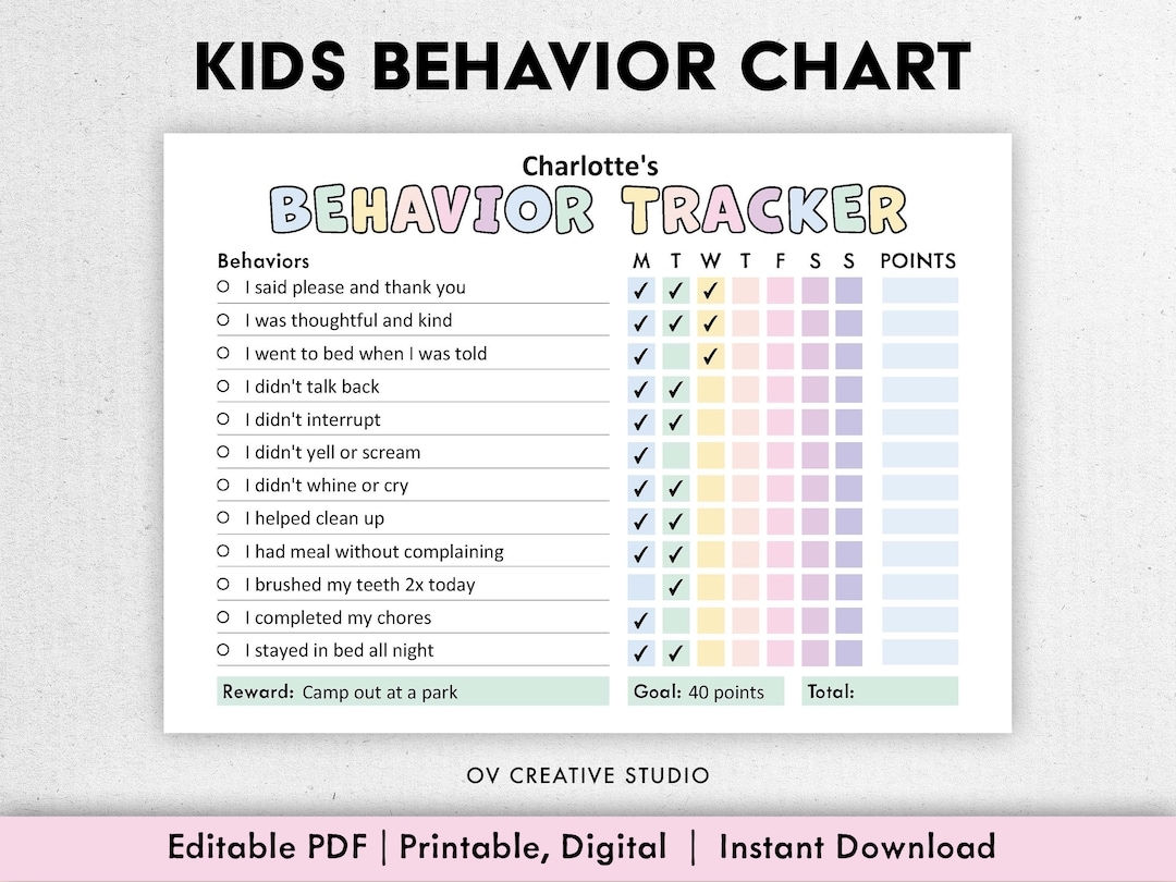 Free Printable Behavior Chart For Kindergarten