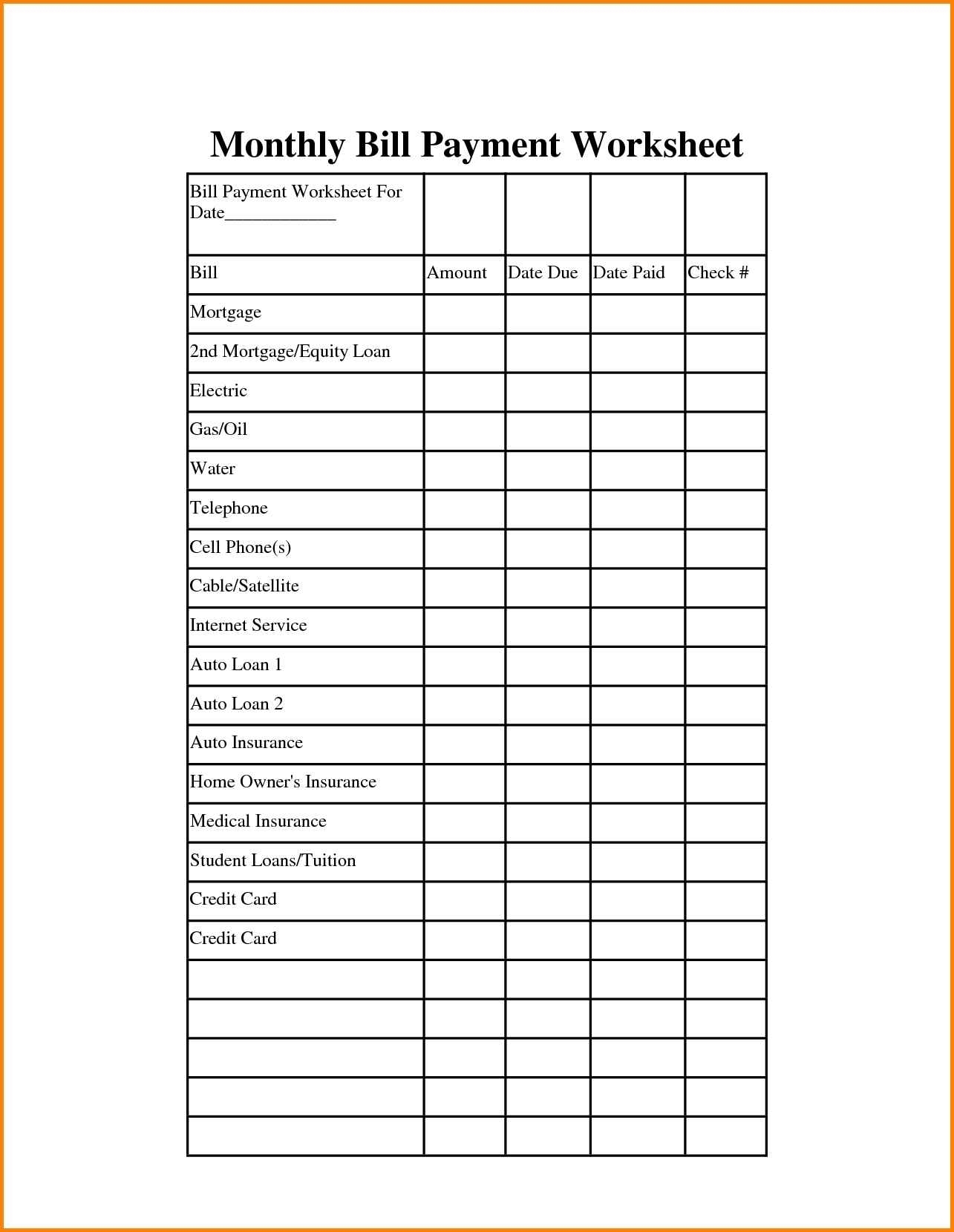 Bill Payment Tracker Editable Monthly Bill Tracker Bill Planner Monthly Bill Log Bill Payment Checklist Printable Digital PDF Book Of Bill