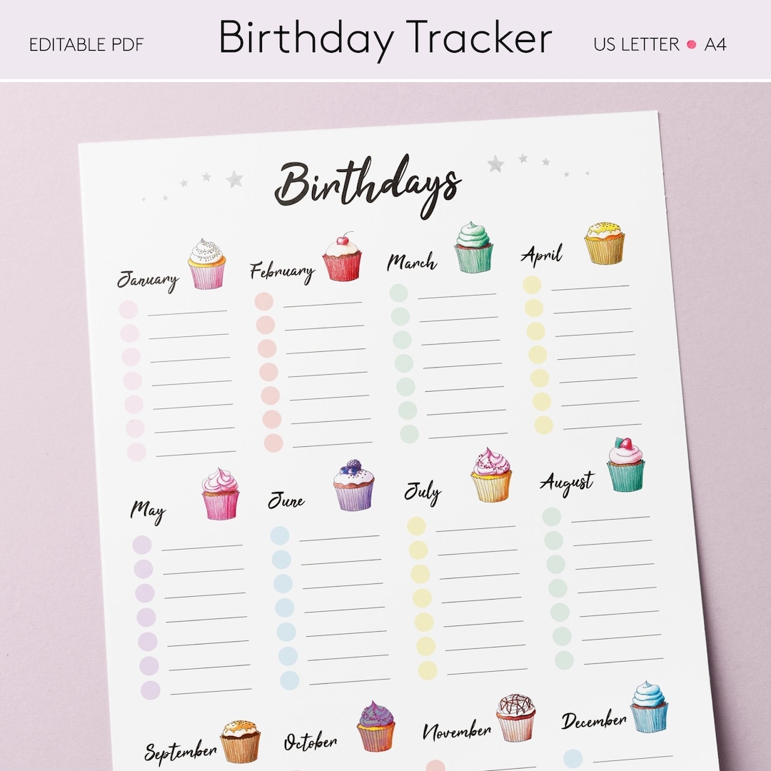 Downloadable Free Printable Birthday Chart Pdf