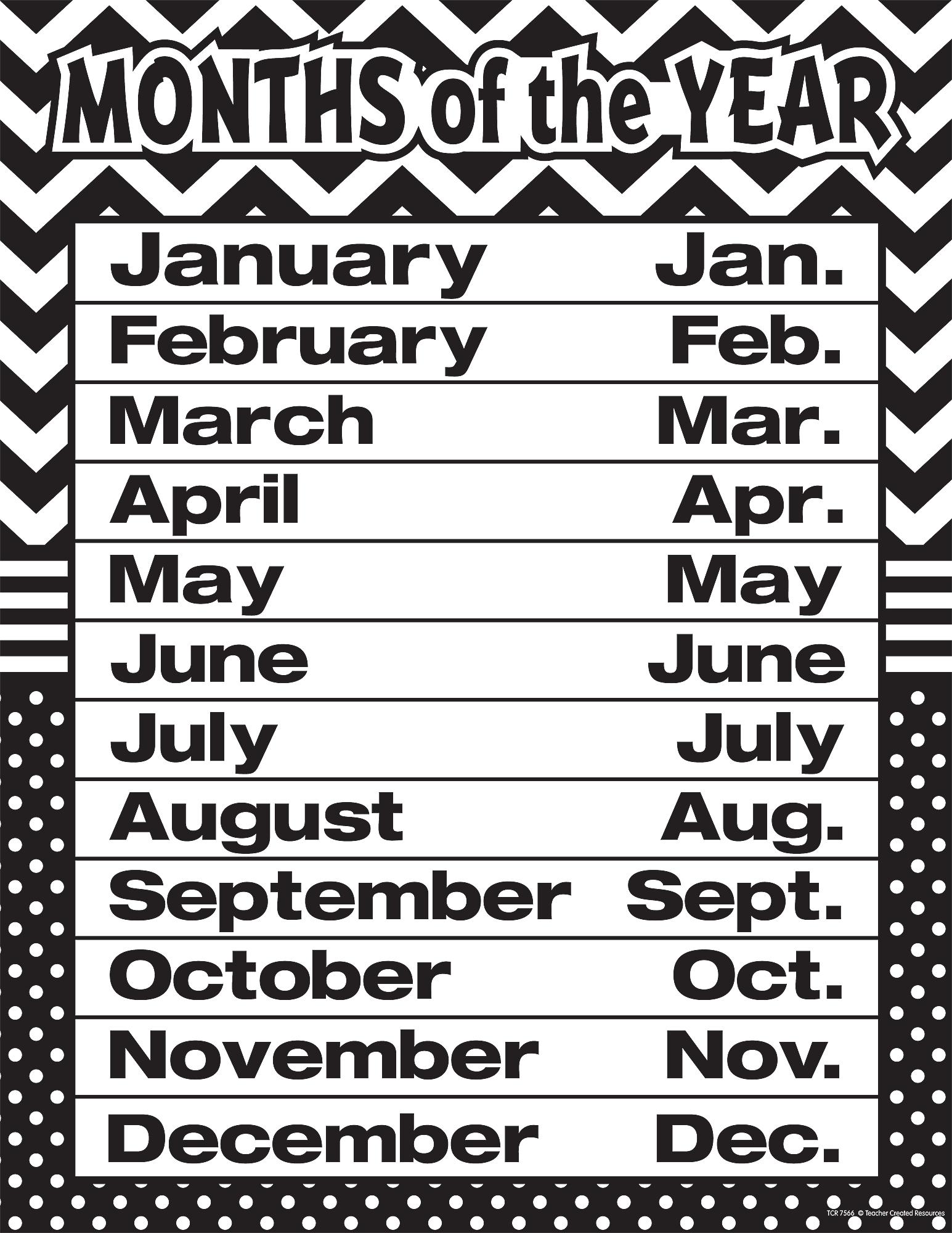 Printable Months Of The Year Chart