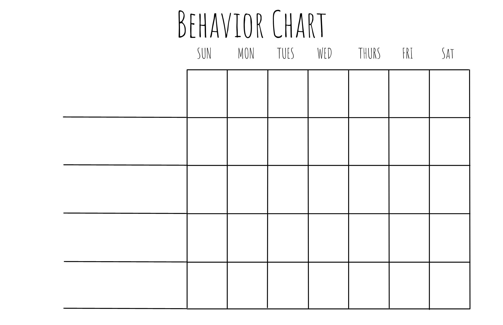 Blank Behavior Chart Poster Printable Digital Download Etsy