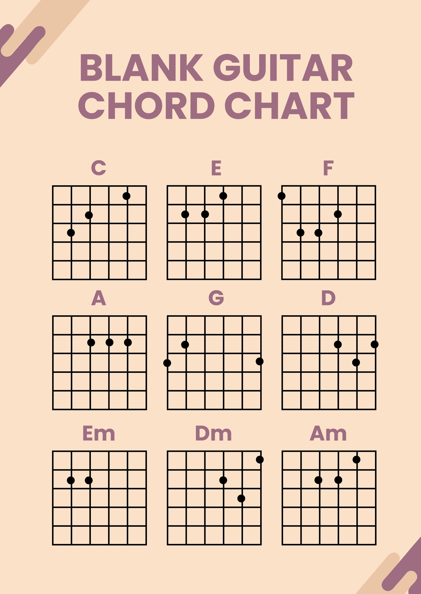 Blank Chord Chart Printable Blank Chord Chart Printable