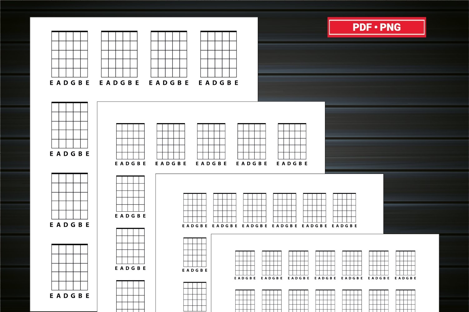 Blank Printable 6 String Bass Guitar Chord Charts PDF