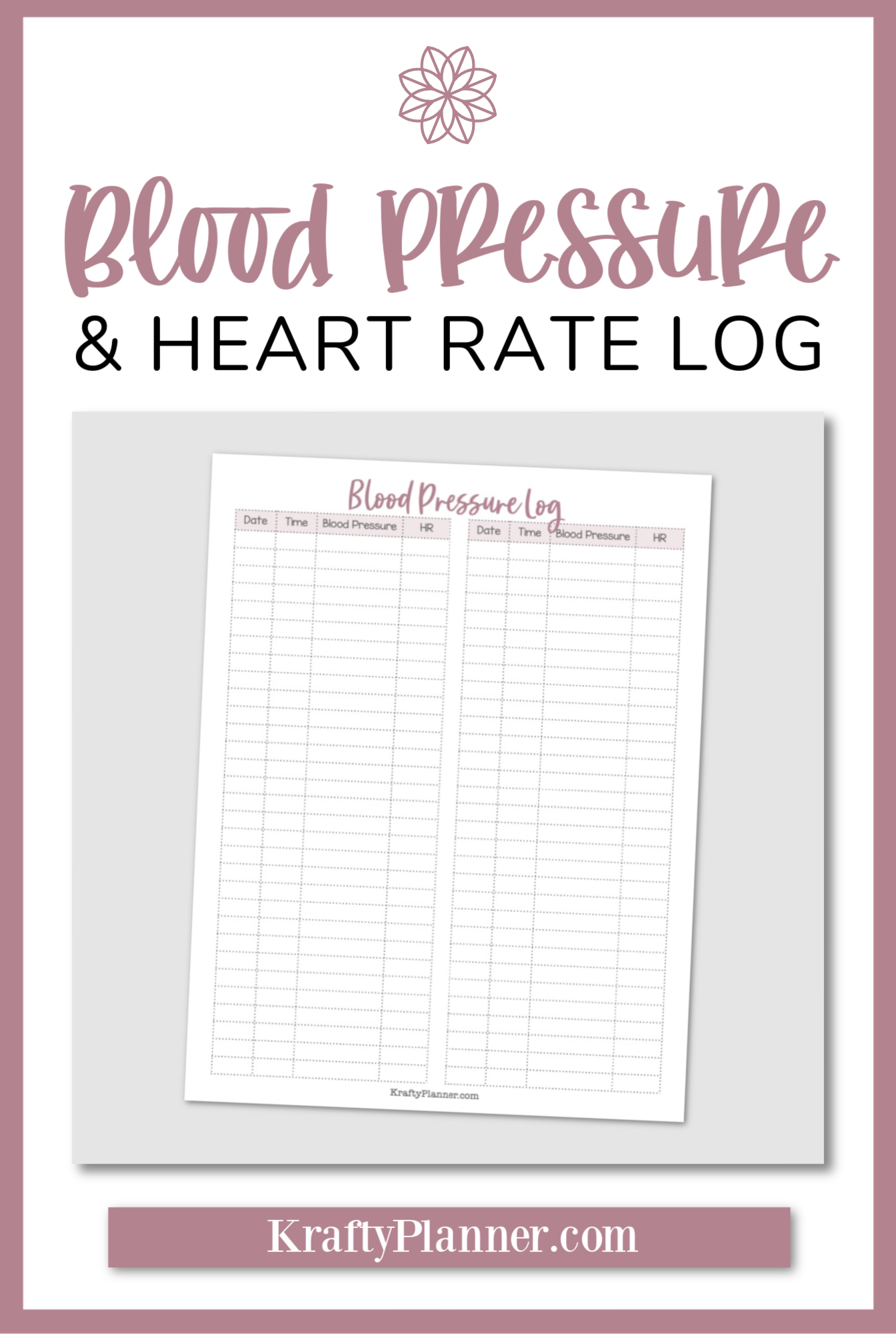 Blood Pressure And Heart Rate Tracker Free Printable Krafty Planner