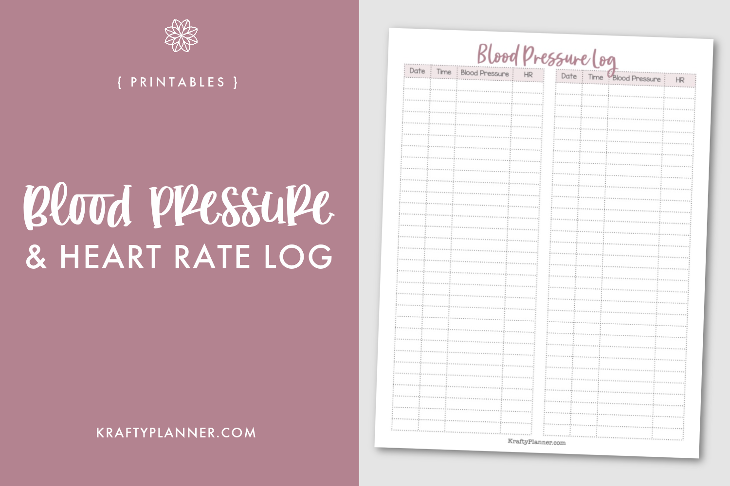 Blood Pressure And Heart Rate Tracker Free Printable Krafty Planner