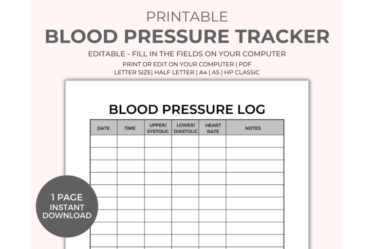 Blood Pressure Chart Printable Grafik Von Jennifer Magri Designs Creative Fabrica