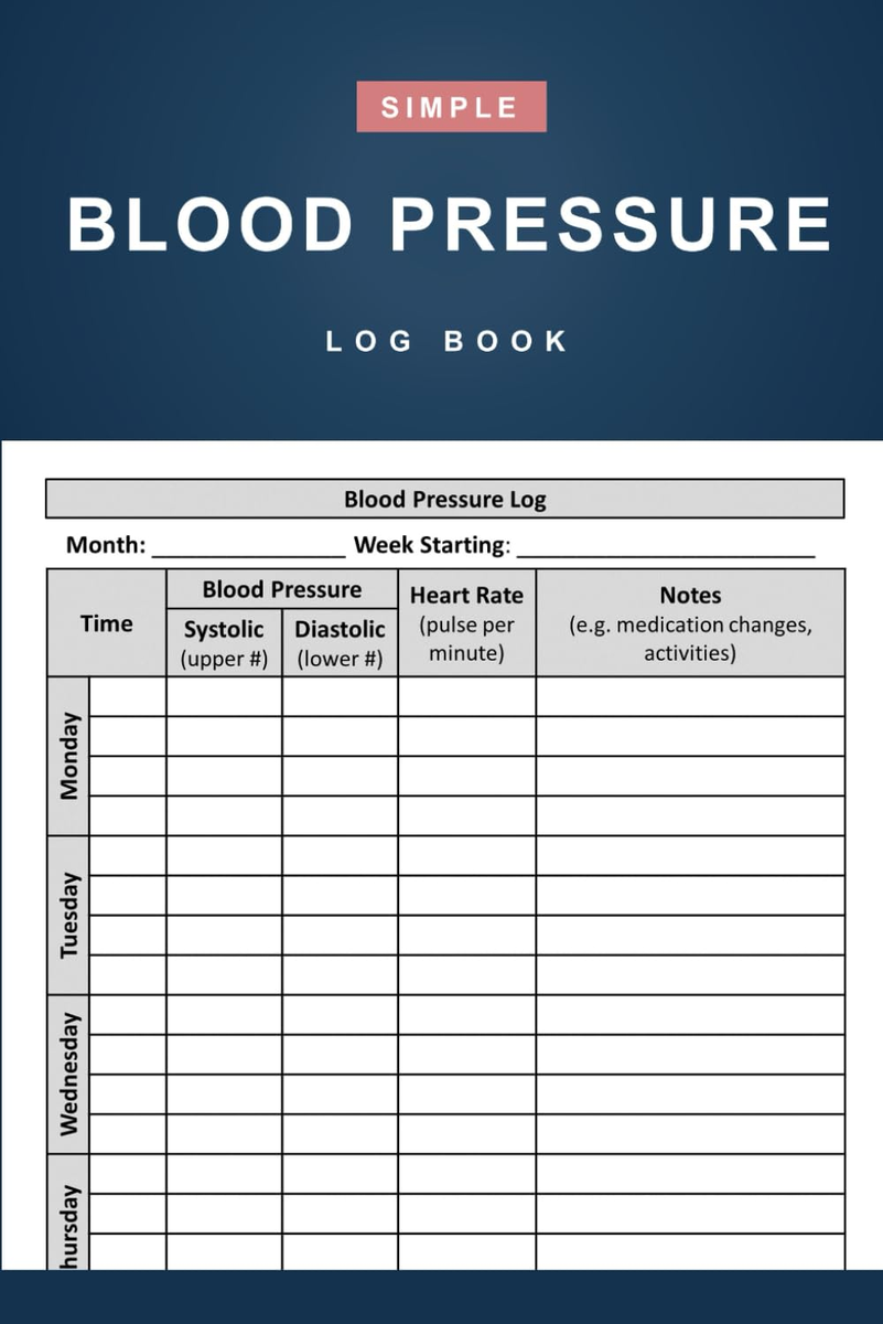 Blood Pressure Log Book Simple Daily Blood Pressure Log To Record And Monitor B EBay UK
