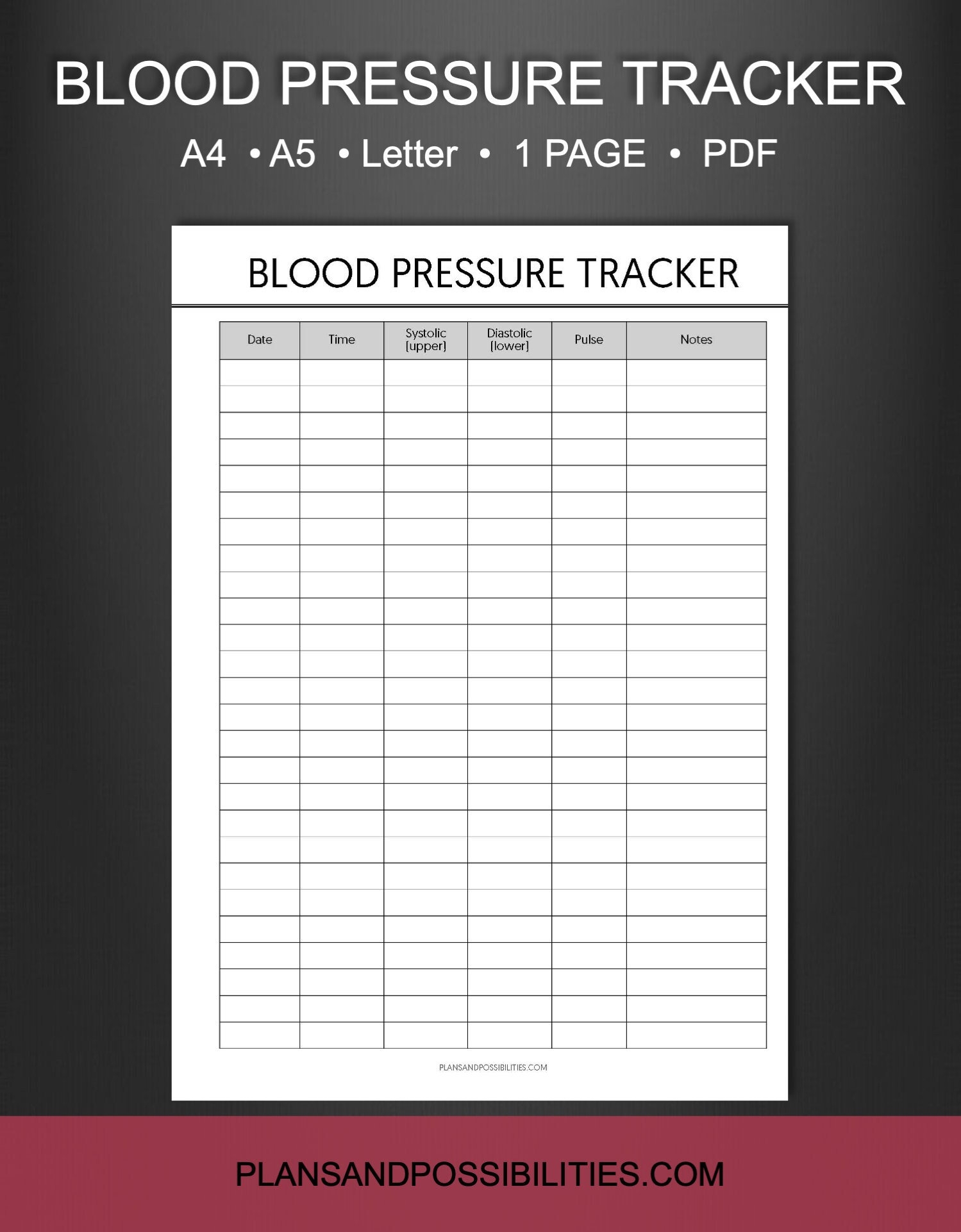 Printable Nhs Blood Pressure Recording Chart