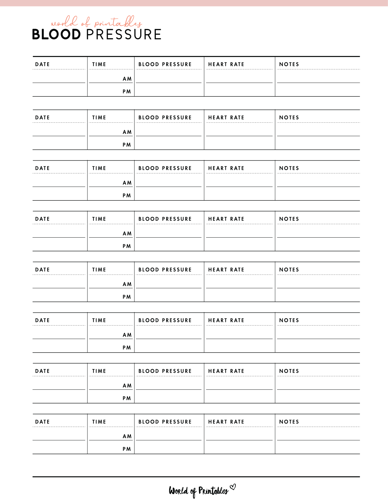 Blood Pressure Trackers World Of Printables