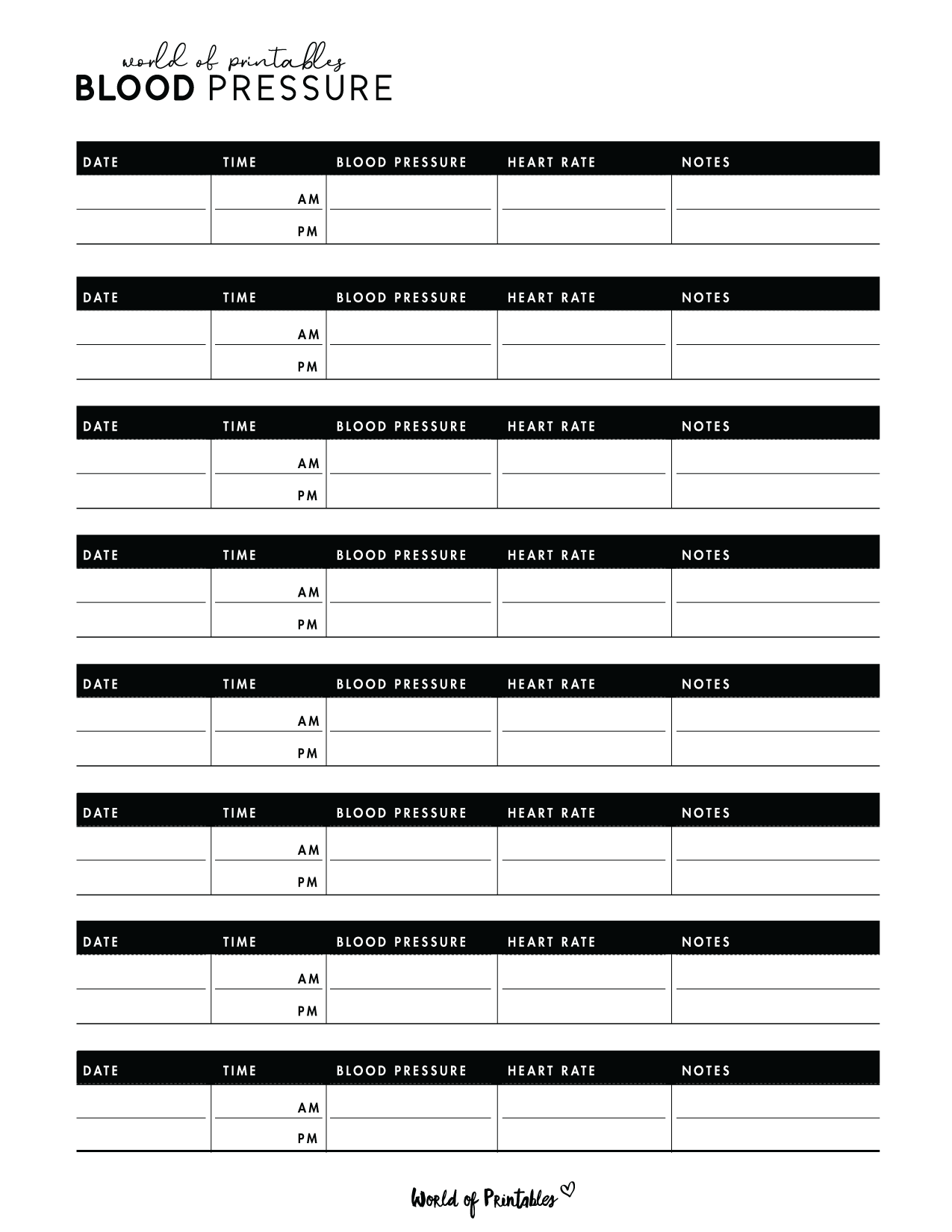 Blood Pressure Trackers World Of Printables