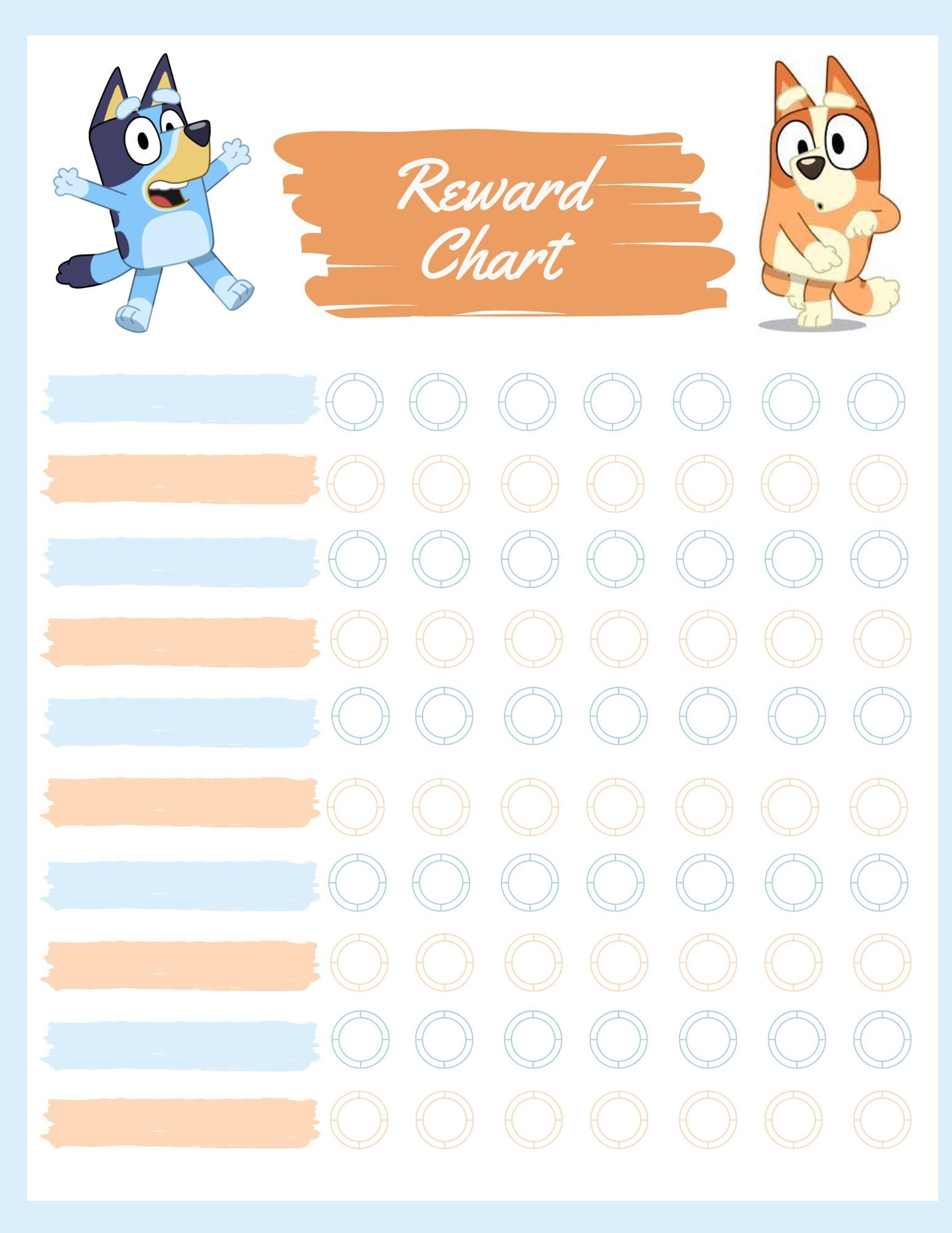 Blue Dog Reward Chart Expansion Customizable Pack Etsy