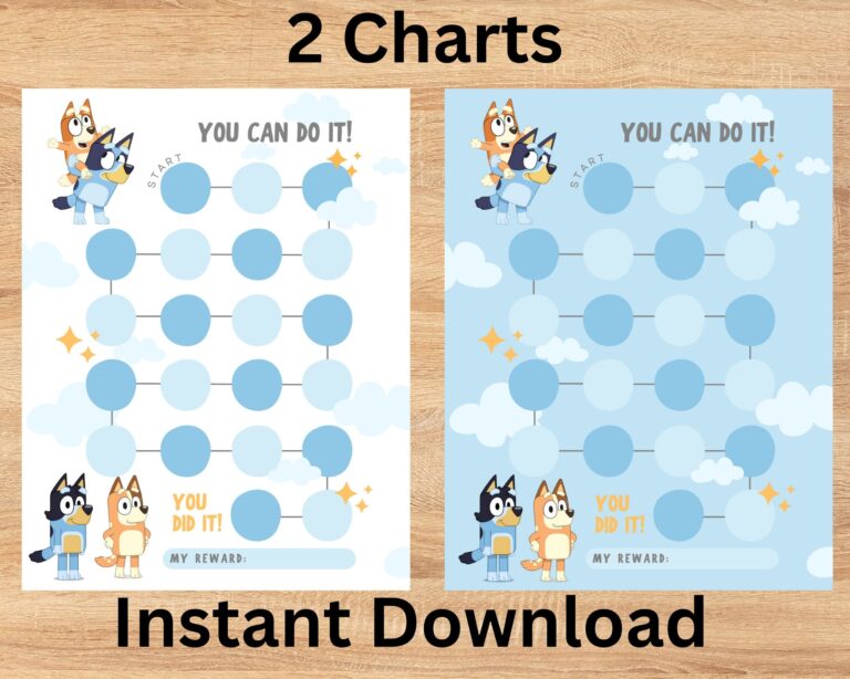 Bluey Potty Chart Reward Chart For Kids Printable 8 5 x11 Instant Download JPG And PDF DIY Sticker Chart Potty Training Motivation Etsy