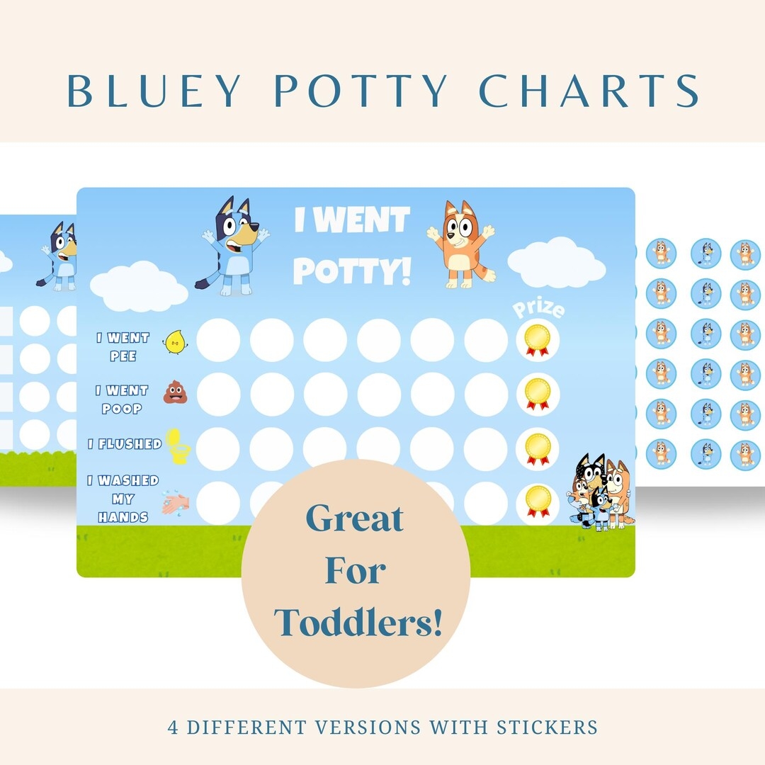 Bluey Potty Chart Toddler Potty Training Chart Toilet Training Reward Chart Printable Stickers Etsy