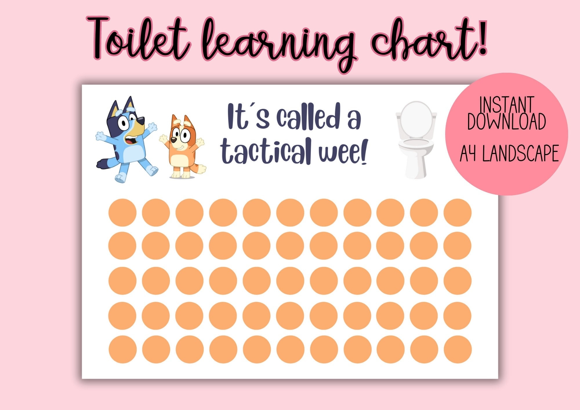 Bluey Potty Training Chart Certificate PDF Download Etsy