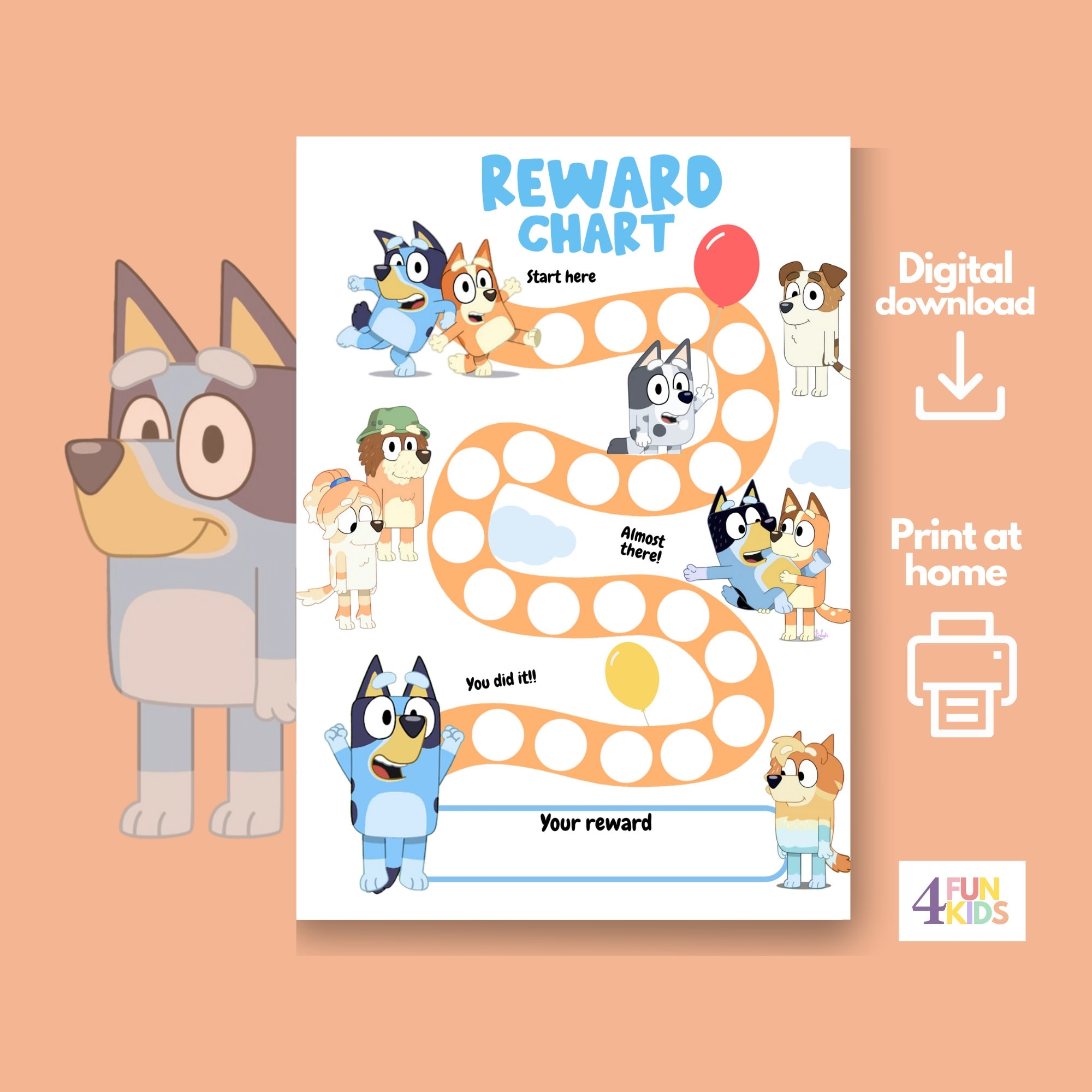 BLUEY Reward Chart Printable Bluey Behavior Chart Daily Chore Chart Kids Routine Sticker Chart Bluey Reward Chore Chart Etsy
