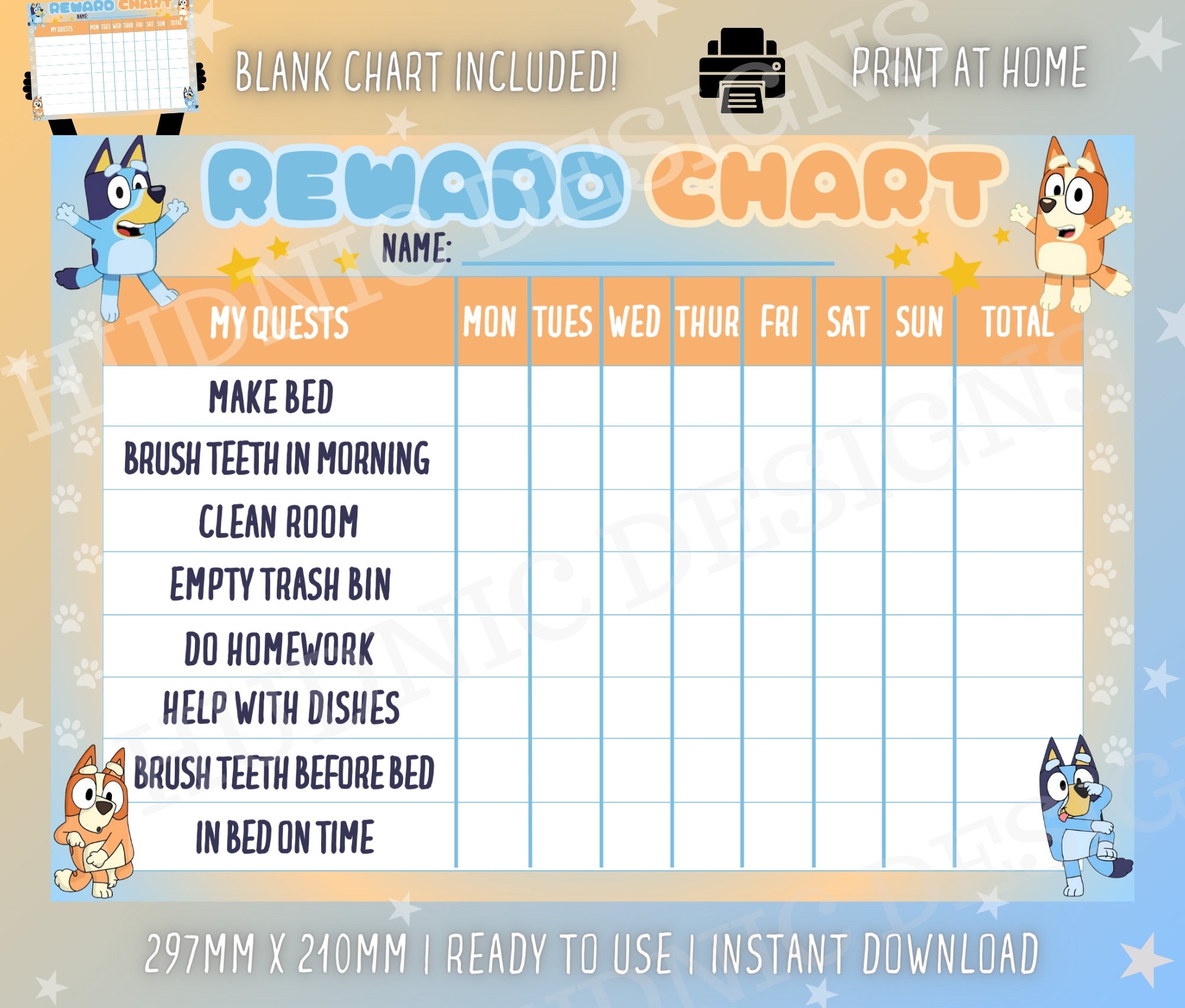 Bluey Rewards Chart Kids Chore Chart Bluey Chore Chart Printable Rewards Chart Kids Sticker Chart Cute Bluey Rewards Chart Cute Chart Etsy