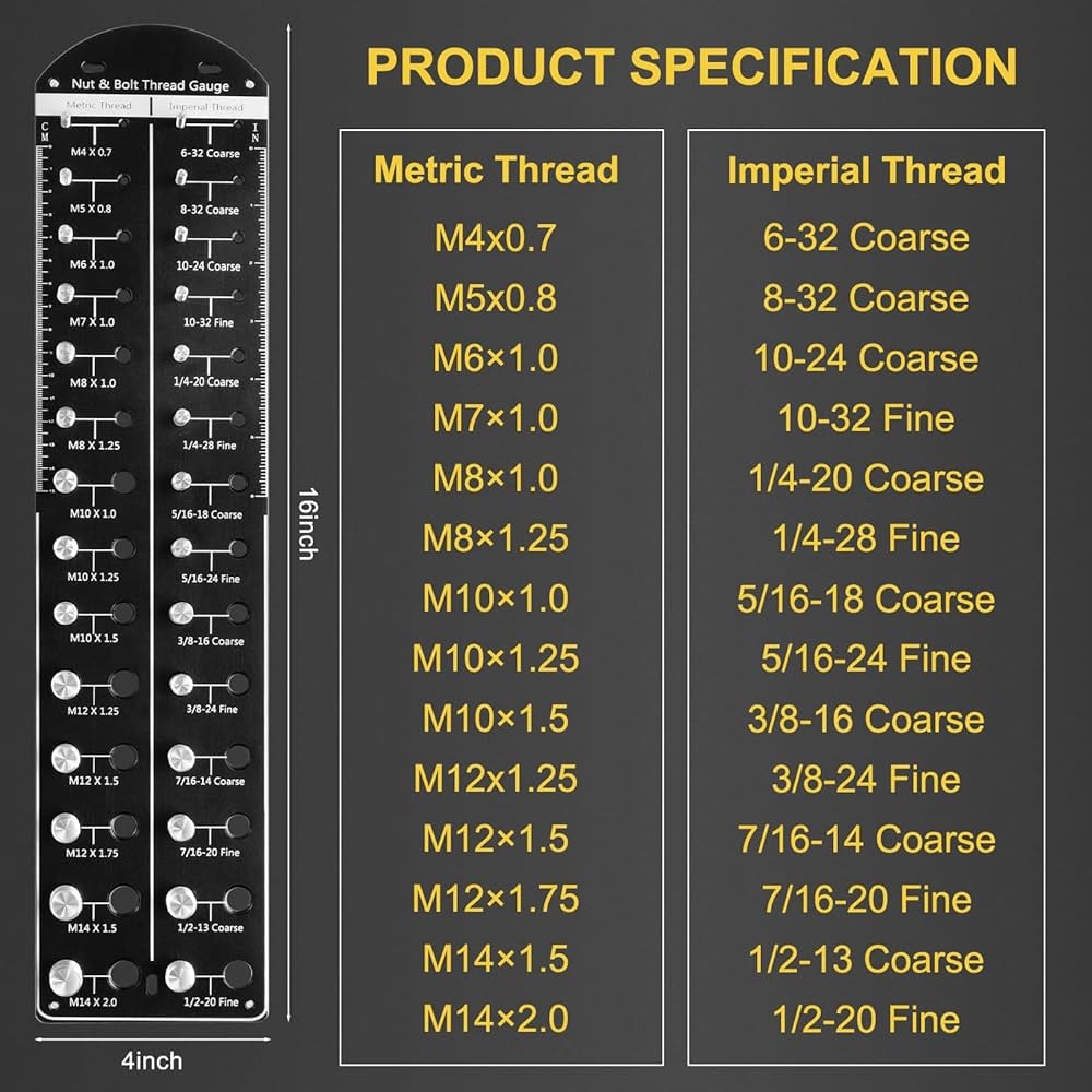 Bolt And Nut Sizer 36 Size Nut Bolt Thread Checker Metric SAE 19 Drill Gauges Wall Mountable Thread Checker Standard And Metric Bolt And Nut Sizer 36 Size Nut Bolt Thread Checker Metric SAE 19 Drill Gauges Wall Mountable Thread Checker Standard And Metric