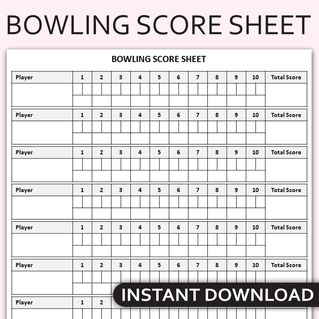 Bowling Score Sheet Printable Bowling Score Sheet Printable