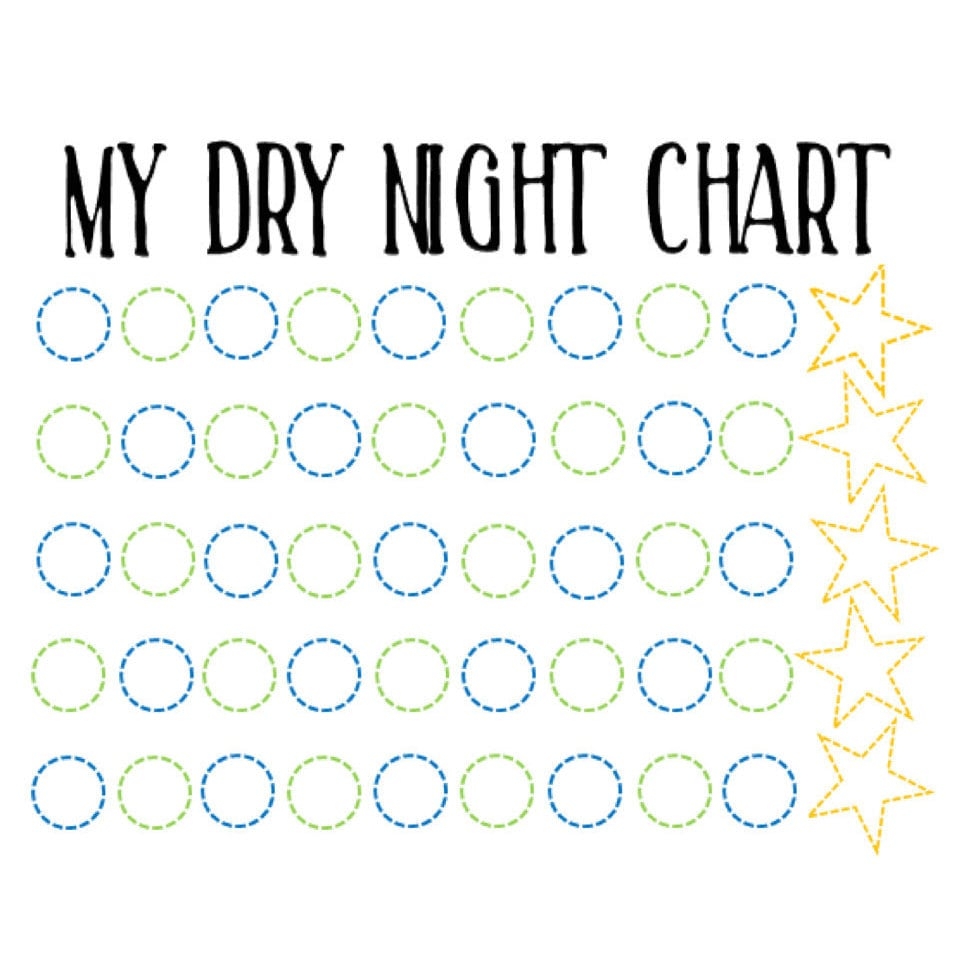 Boys Dry Night Chart Wet The Bed Childrens Reward Chart Sticker Chart Dry Wipe Chart INSTANT DOWNLOAD Printable Build Your Own Etsy UK
