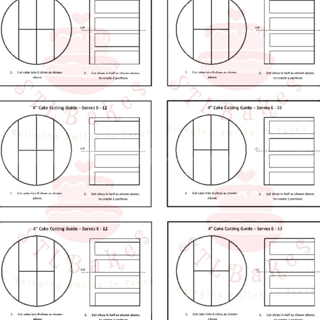 Cake Cutting Guide Template 2 Etsy Cake Cutting Guide Template 2 Etsy