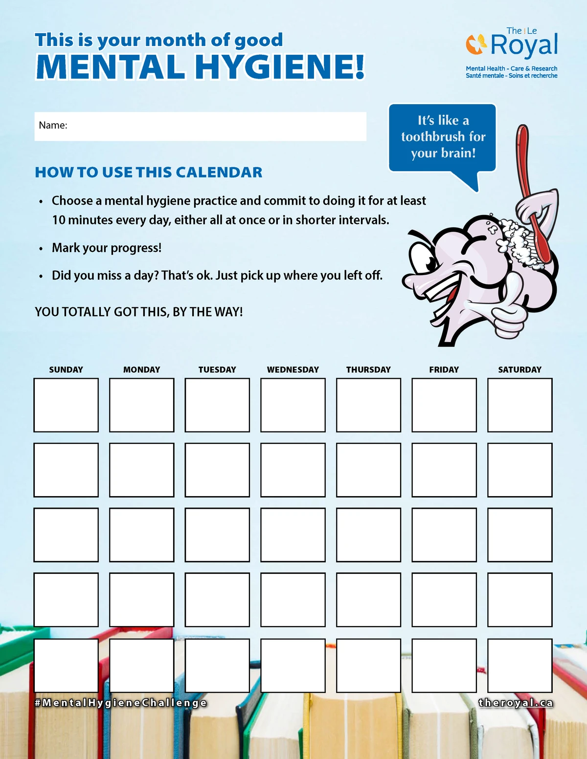 Calendars The Royal Mental Hygiene Challenge Participant Toolkit