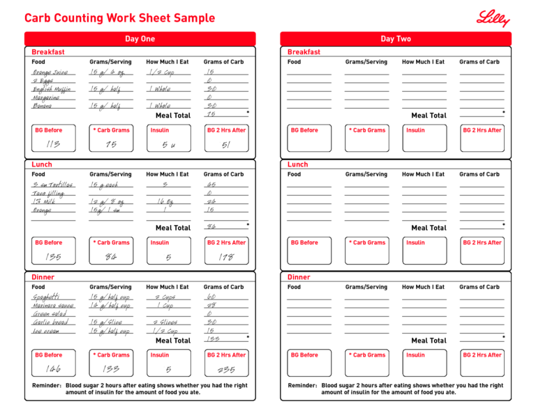 Carb Counter 10 Free PDF Printables Printablee
