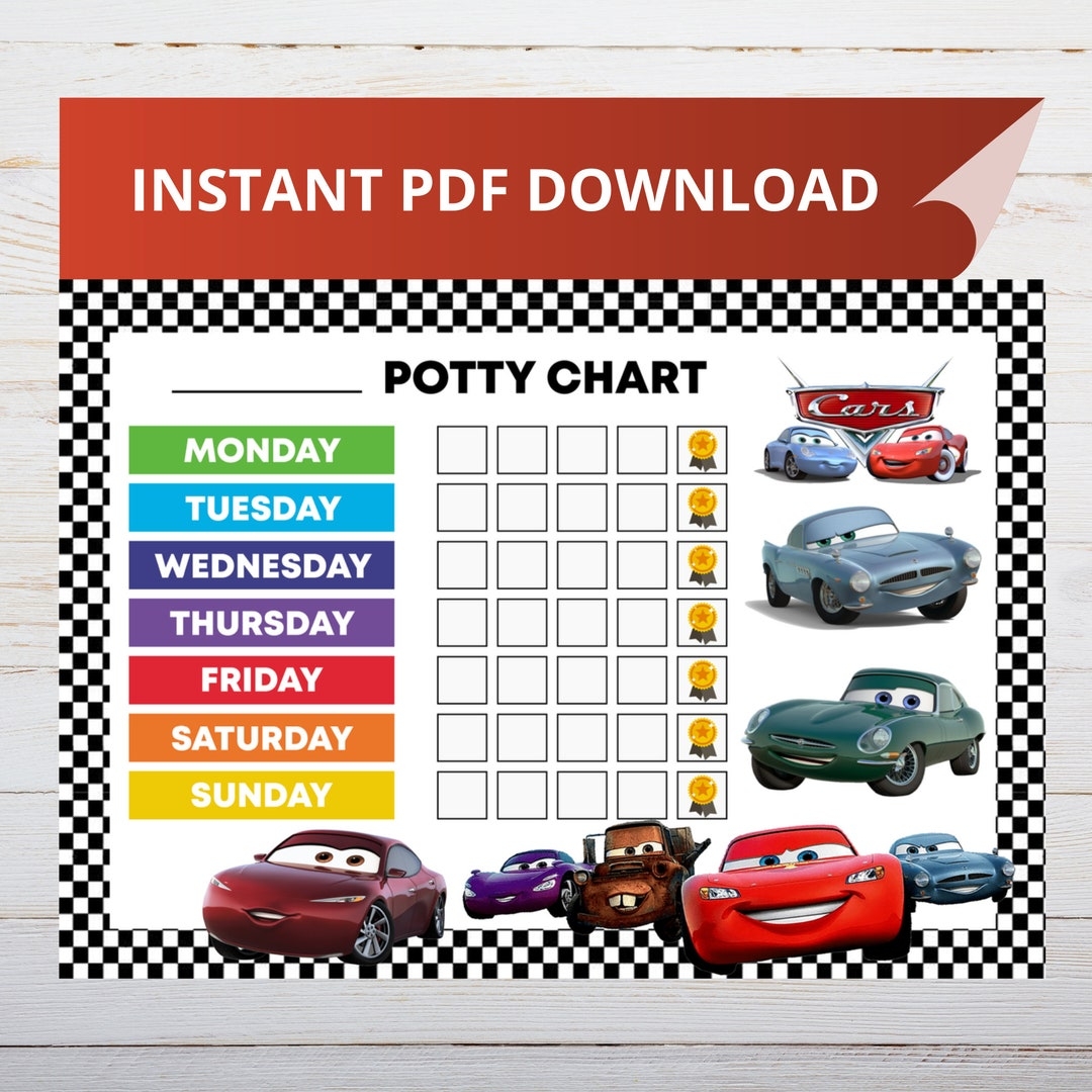Cars Potty Training Chart Cars Reward Chart Etsy Canada
